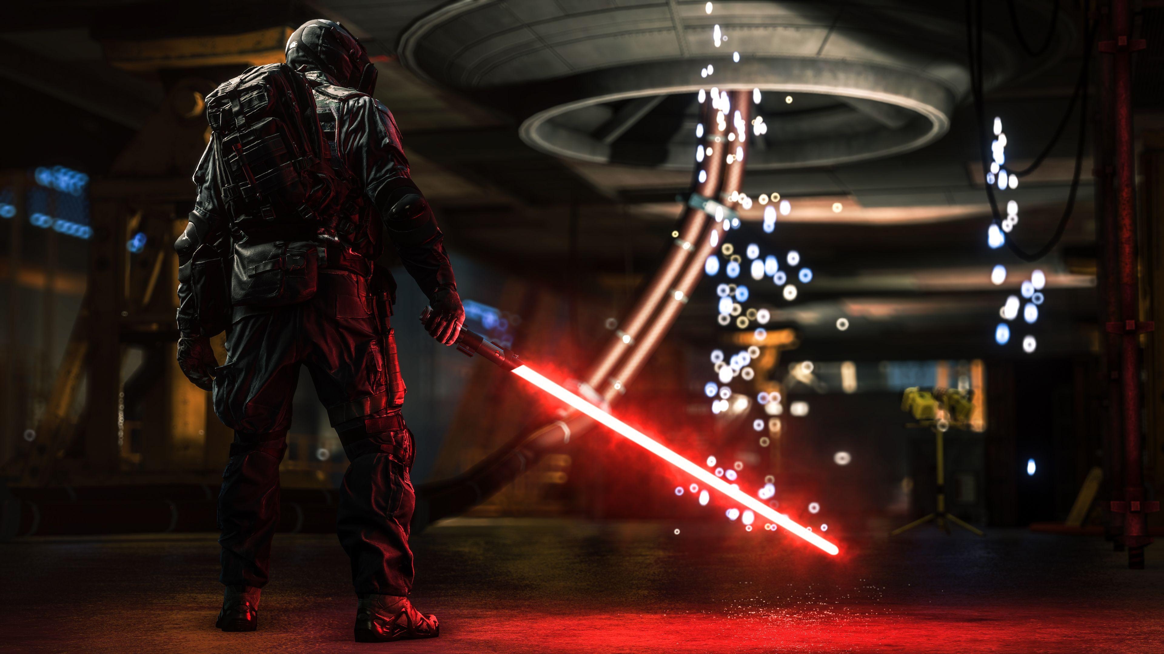 Soldat, Sith, Lichtschwert, Schlachtfeld, Star Wars, 3840x2160 4K Desktop