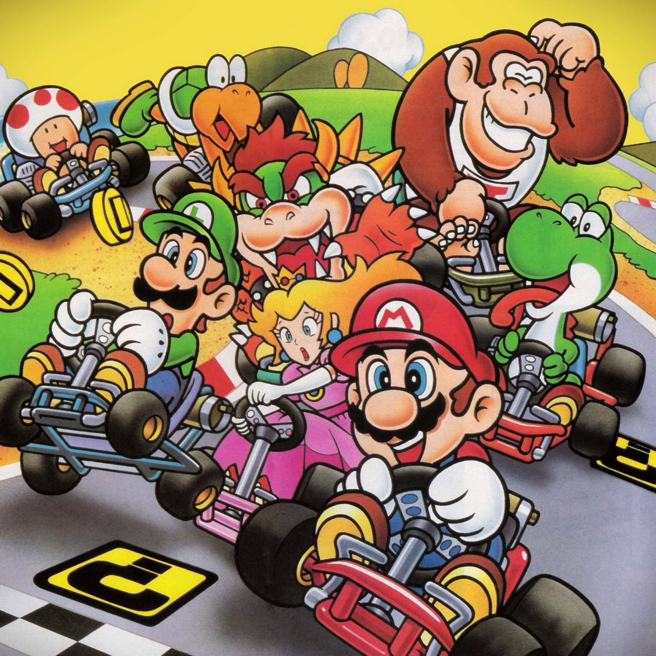 Super Mario, Kart, Spiel, Hintergrund, 1280x1280 HD Handy