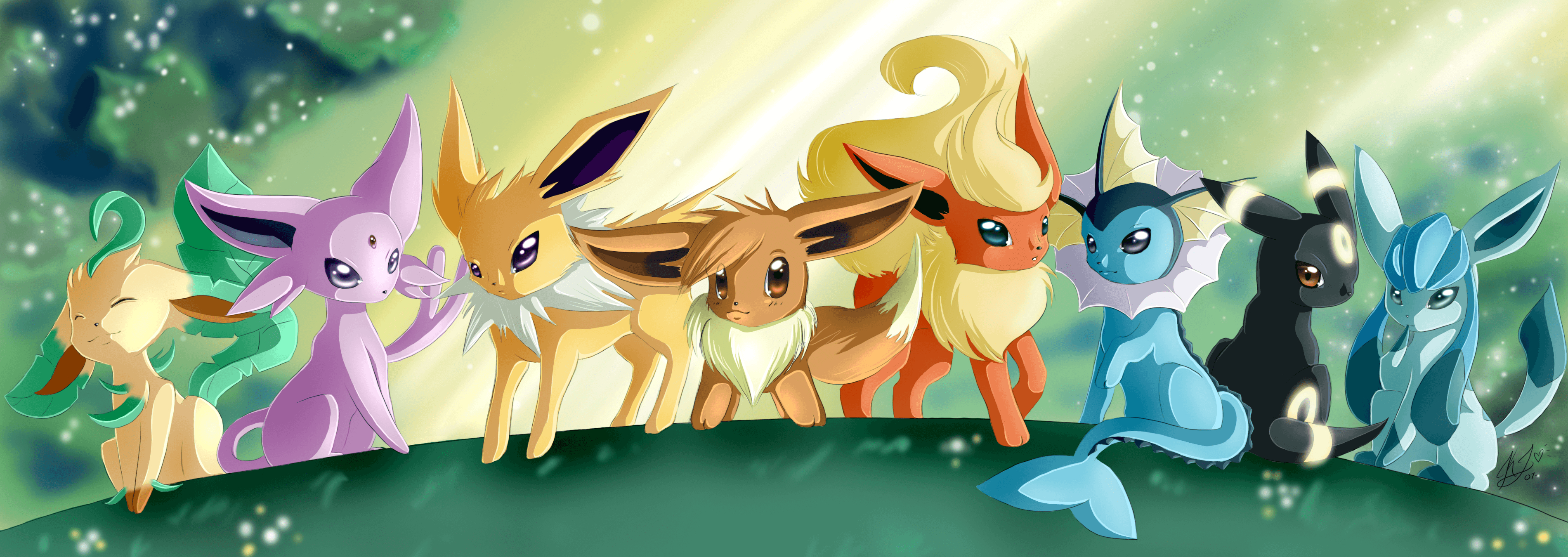 Leafeon, Pokémon, HD, Hintergrund, Bild, 3800x1350 Dual Screen Desktop