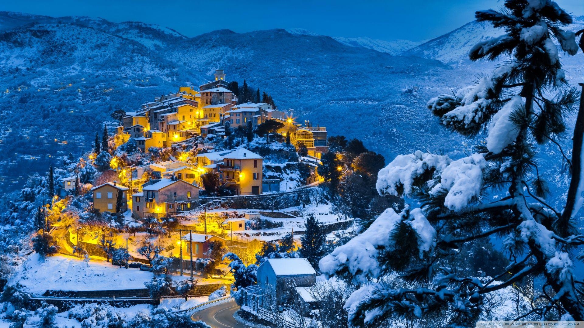 Schönes Weihnachtsdorf, Winteridylle, Feiertag, Bilder, Schnee, 1920x1080 Full HD Desktop