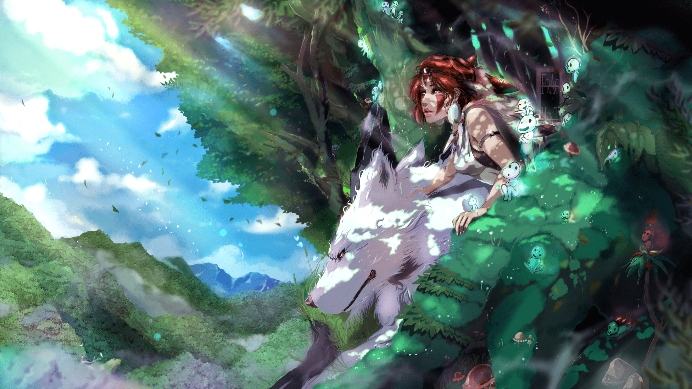 Prinzessin Mononoke, Anime, 5x1238, Bild, Wald, 2200x1240 HD Desktop