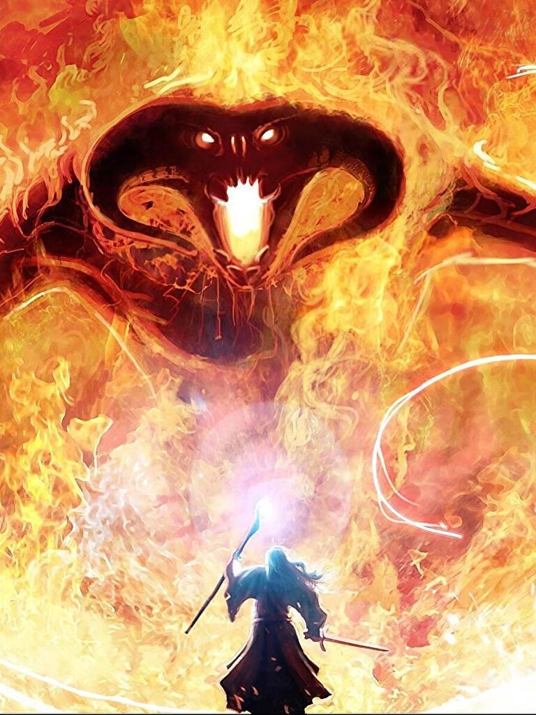 Gandalf gegen Balrog, 1920x1200, Film, Fantasy, epischer Kampf, 770x1030 HD Handy