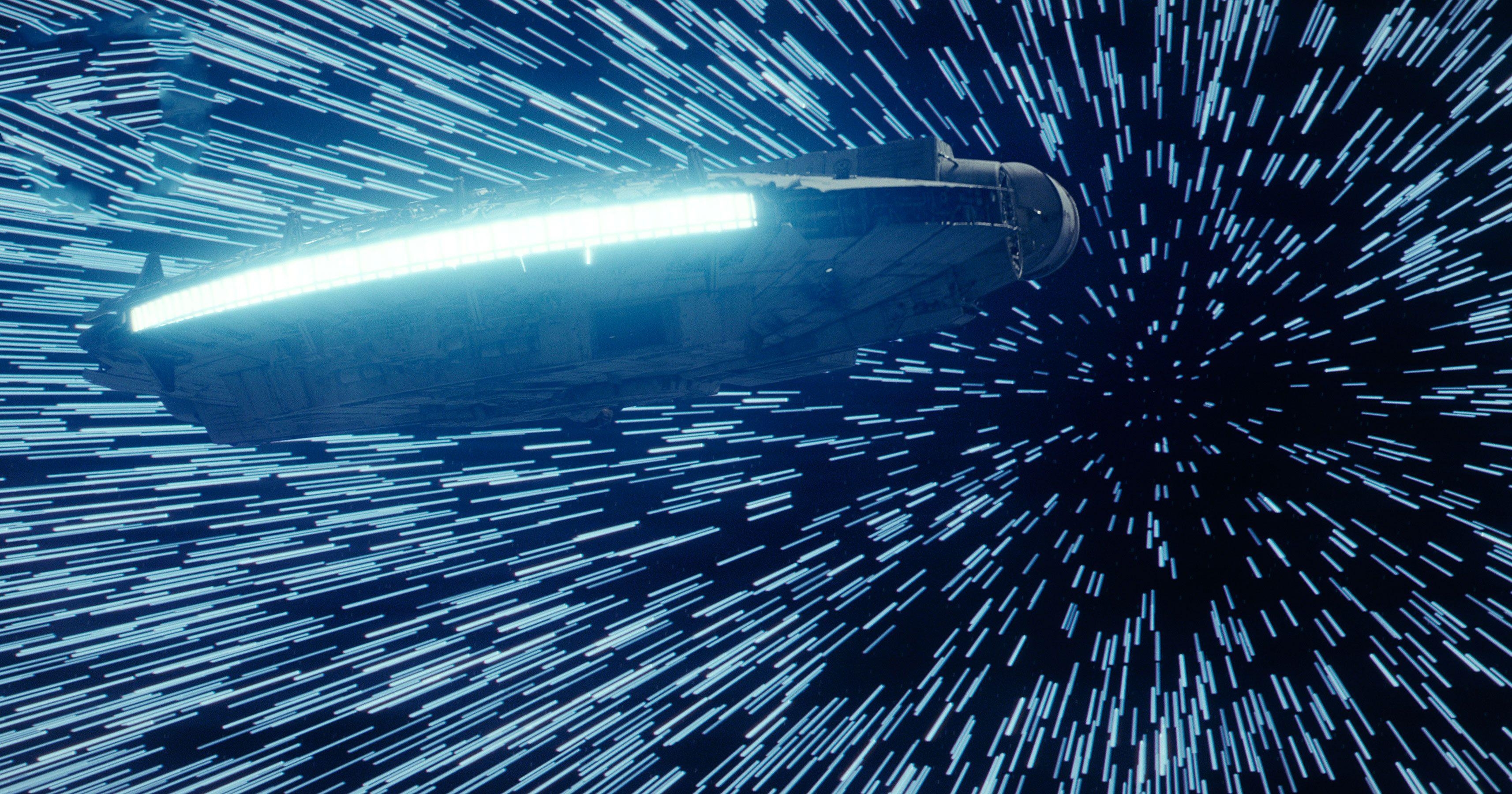 Star Wars, Letzte Jedi, Millennium Falke, Lichtgeschwindigkeit, 3430x1800 HD Desktop