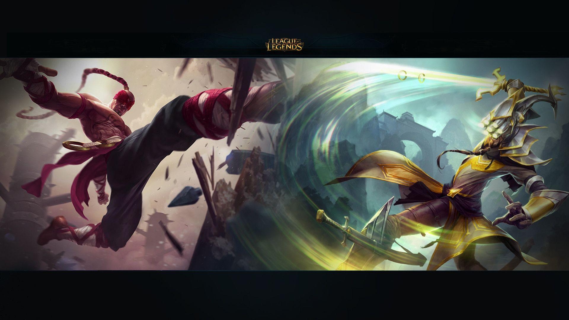 Lee Sin, vs Master Yi, HD, LoL, Kampf, 1920x1080 Full HD Desktop