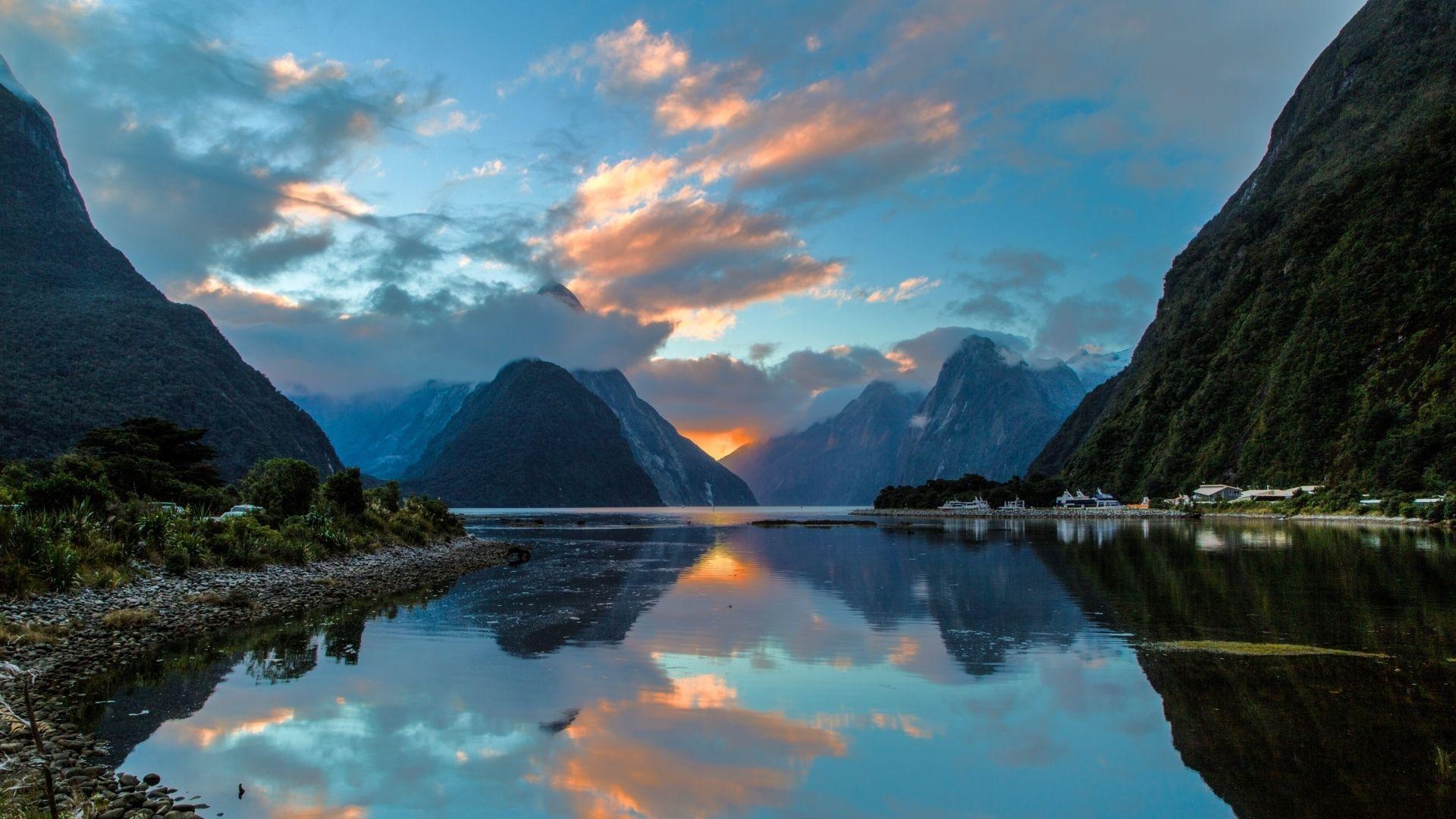 Milford Sound, Neuseeland, Reflexion, Bergansicht, Szenerie, 1920x1080 Full HD Desktop