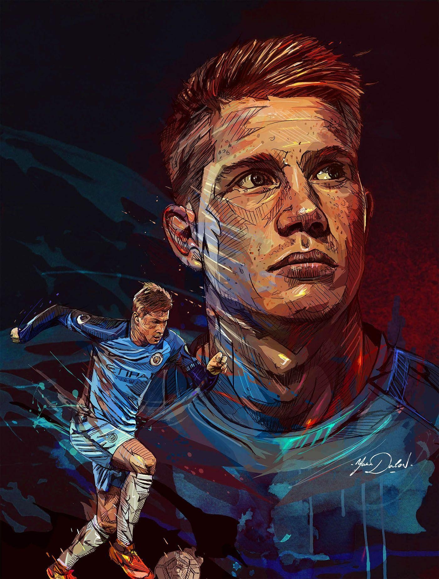 Kevin De Bruyne, Malerei, junger Star, Manchester City, Kunst, 1400x1850 HD Handy