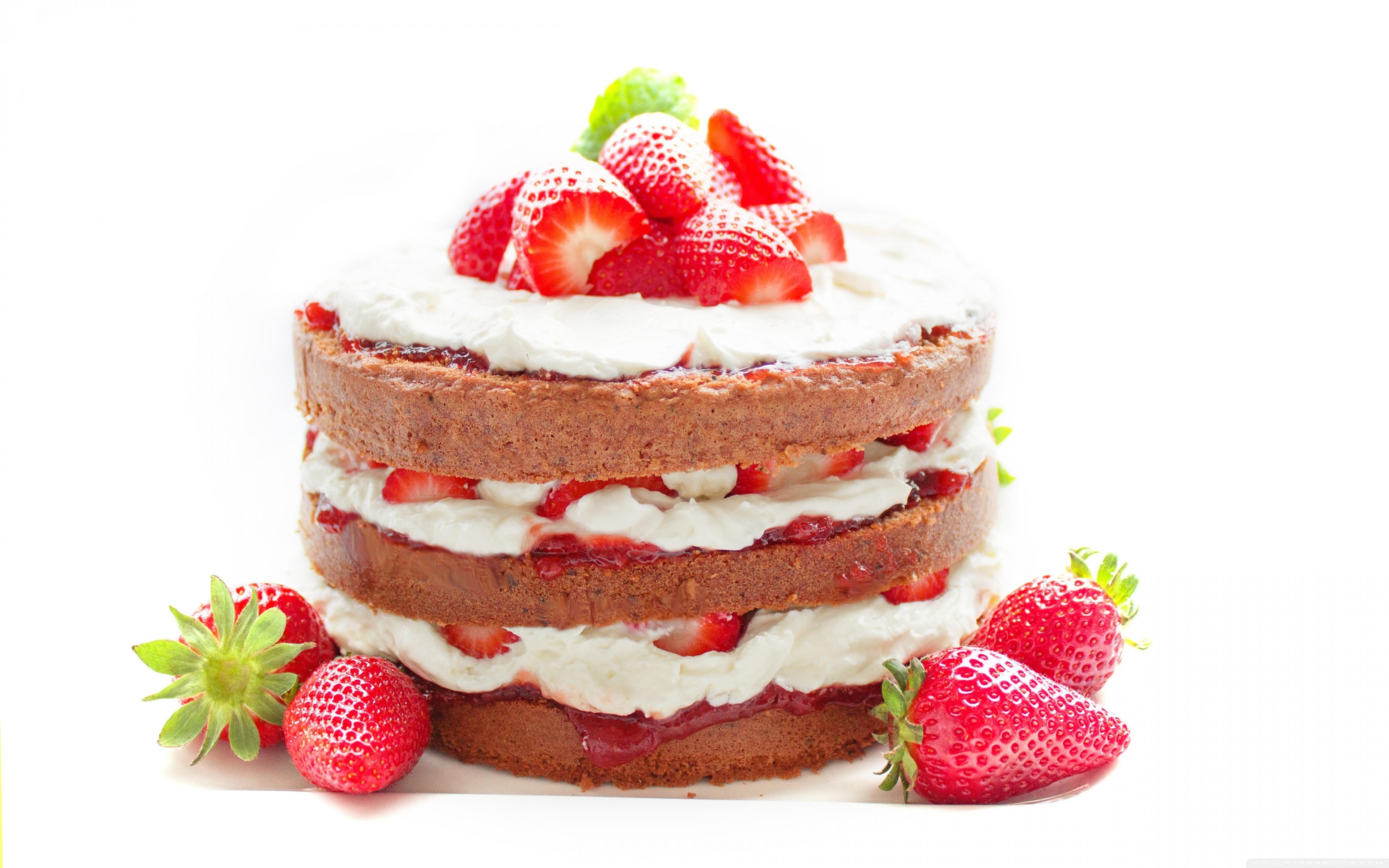 Erdbeerkuchen, 4K, HD, Dessert, Obst, 3840x2400 4K Desktop