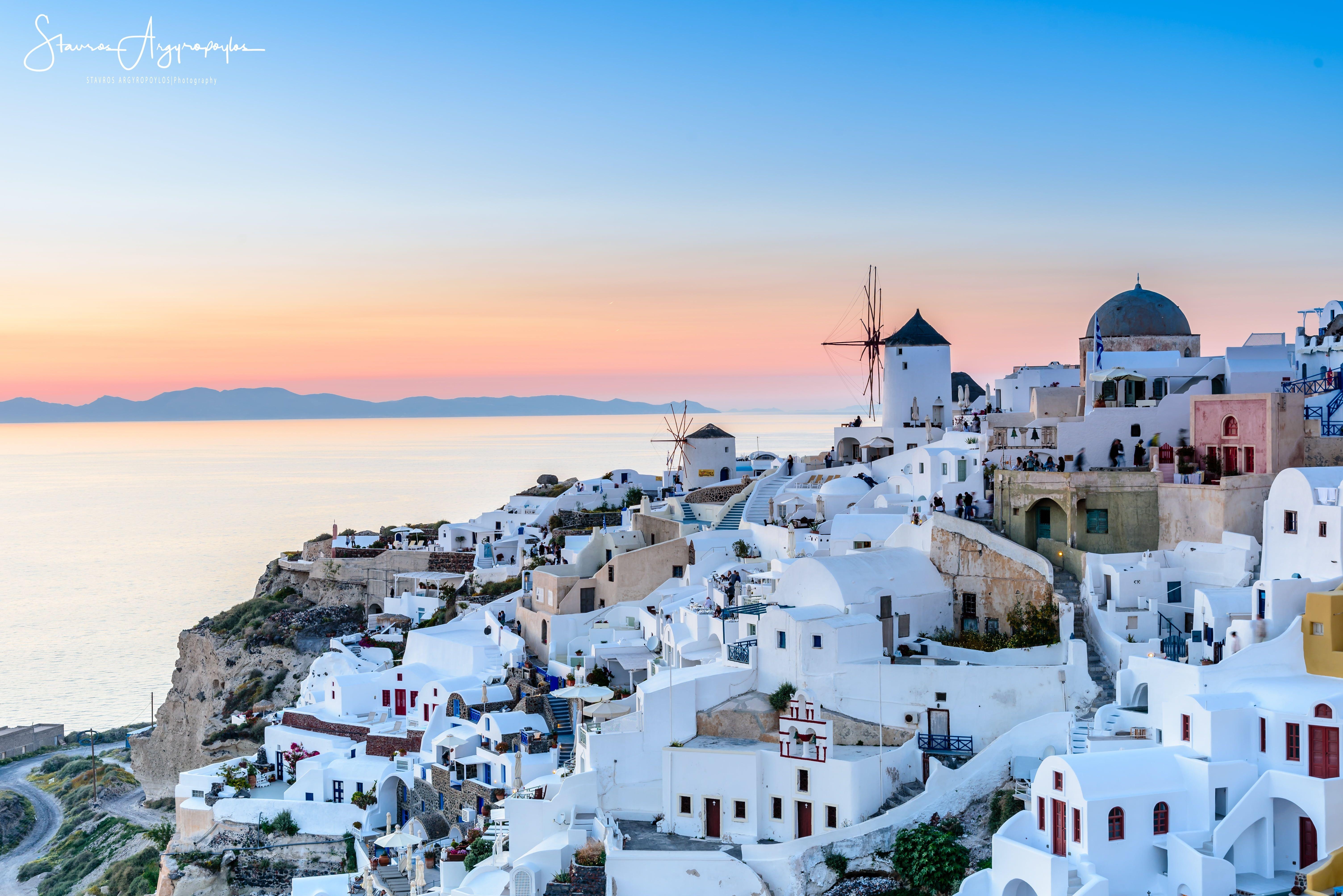 Santorini, Griechenland, goldenes Licht, Oia, Foto, 6020x4020 4K Desktop