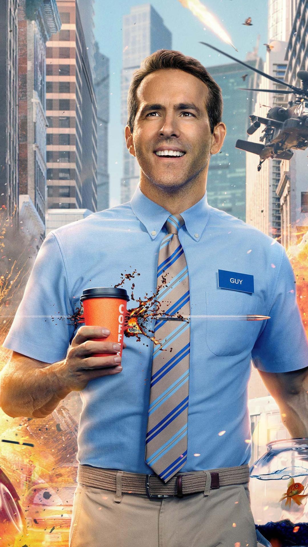 Free Guy, Film, Ryan Reynolds, Kino, Action, 1080x1920 Full HD Handy