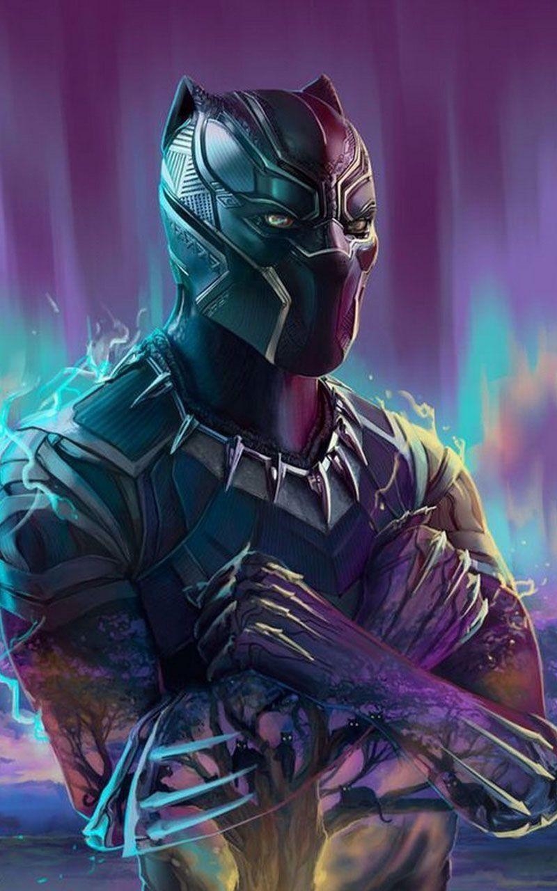 Black Panther, Neon, Marvel, Kunst, Wakanda, 800x1280 HD Handy