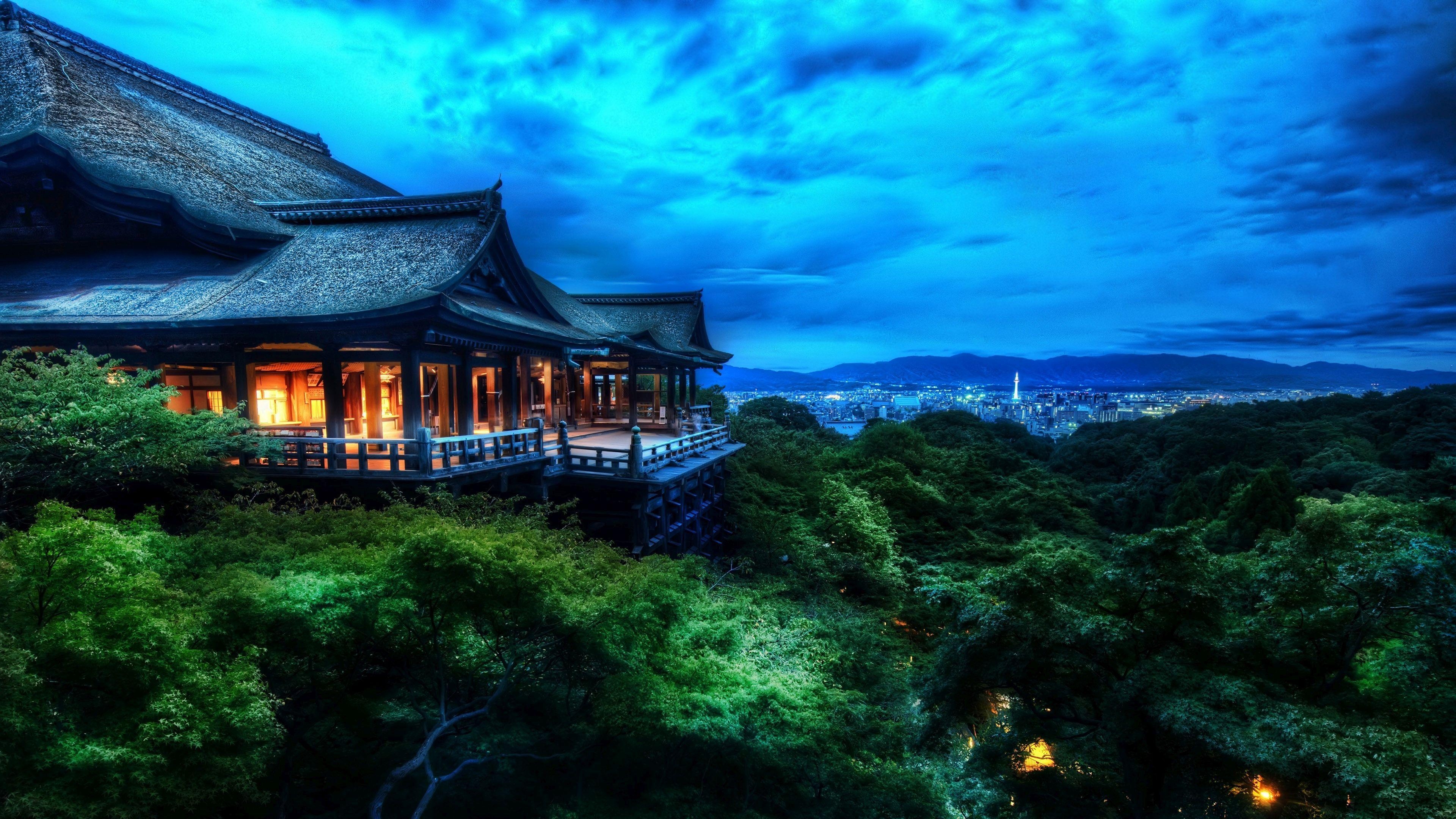 Tempel Kyoto, Nacht, Japan, Hintergrund, Kultur, 3840x2160 4K Desktop