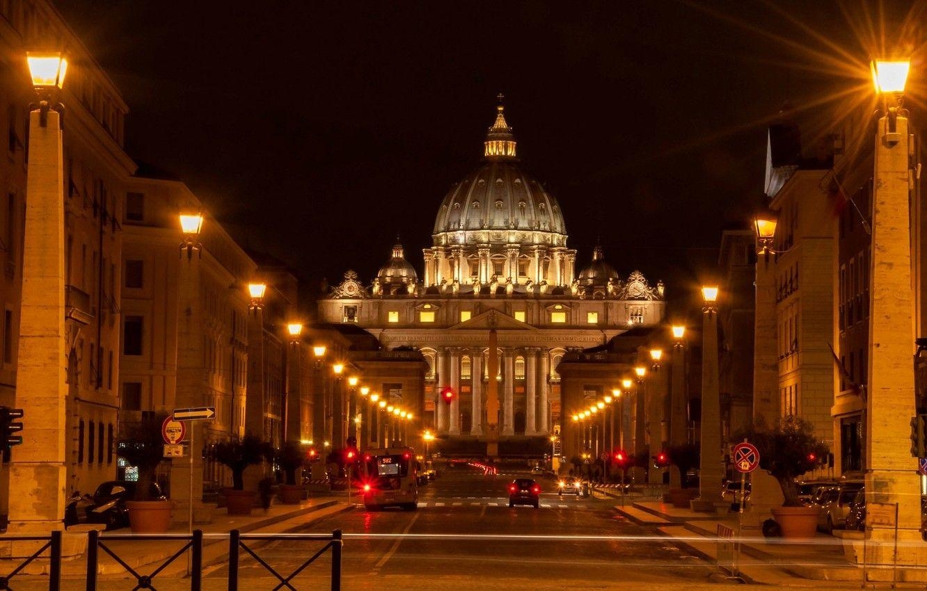 Straßenbeleuchtung, Rom, Italien, Vatikanstadt, Reisen, 1340x850 HD Desktop