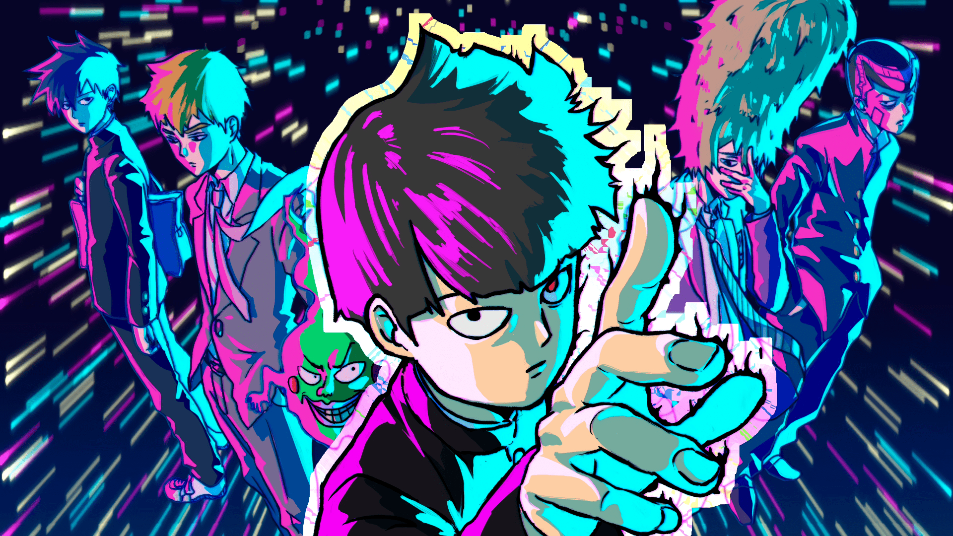 Mob Psycho 100, Anime Imageboard, Farbenfroh, Charaktere, Kunst, 1920x1080 Full HD Desktop