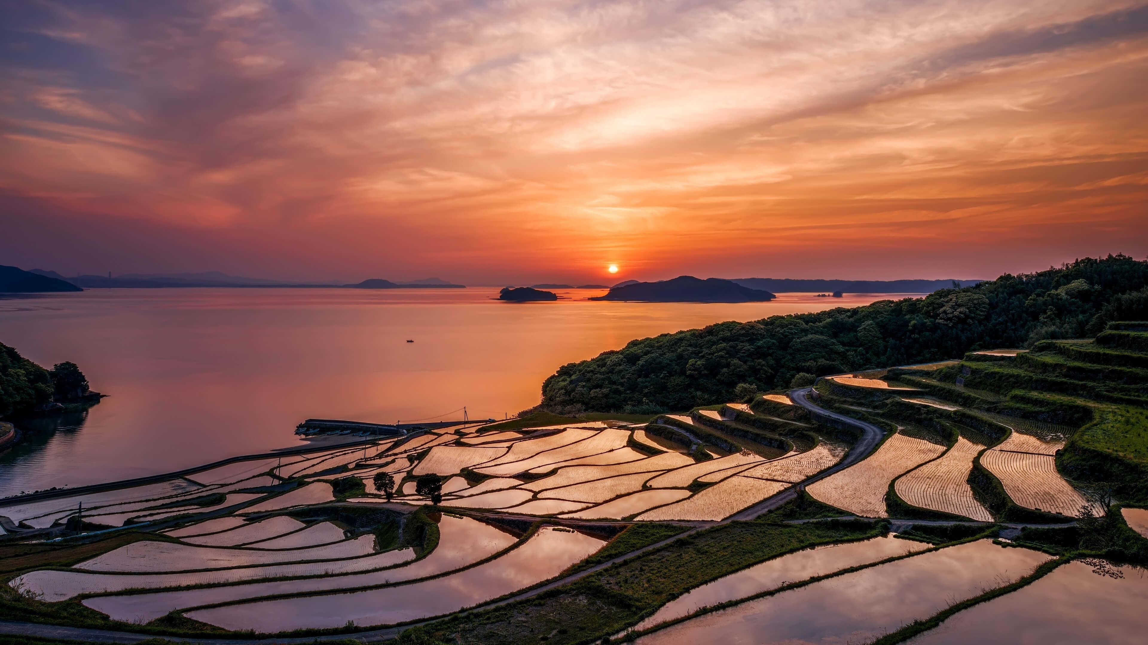 Nagaski, Reisterrassen, Japan, Reisen, Landschaft, 3840x2160 4K Desktop