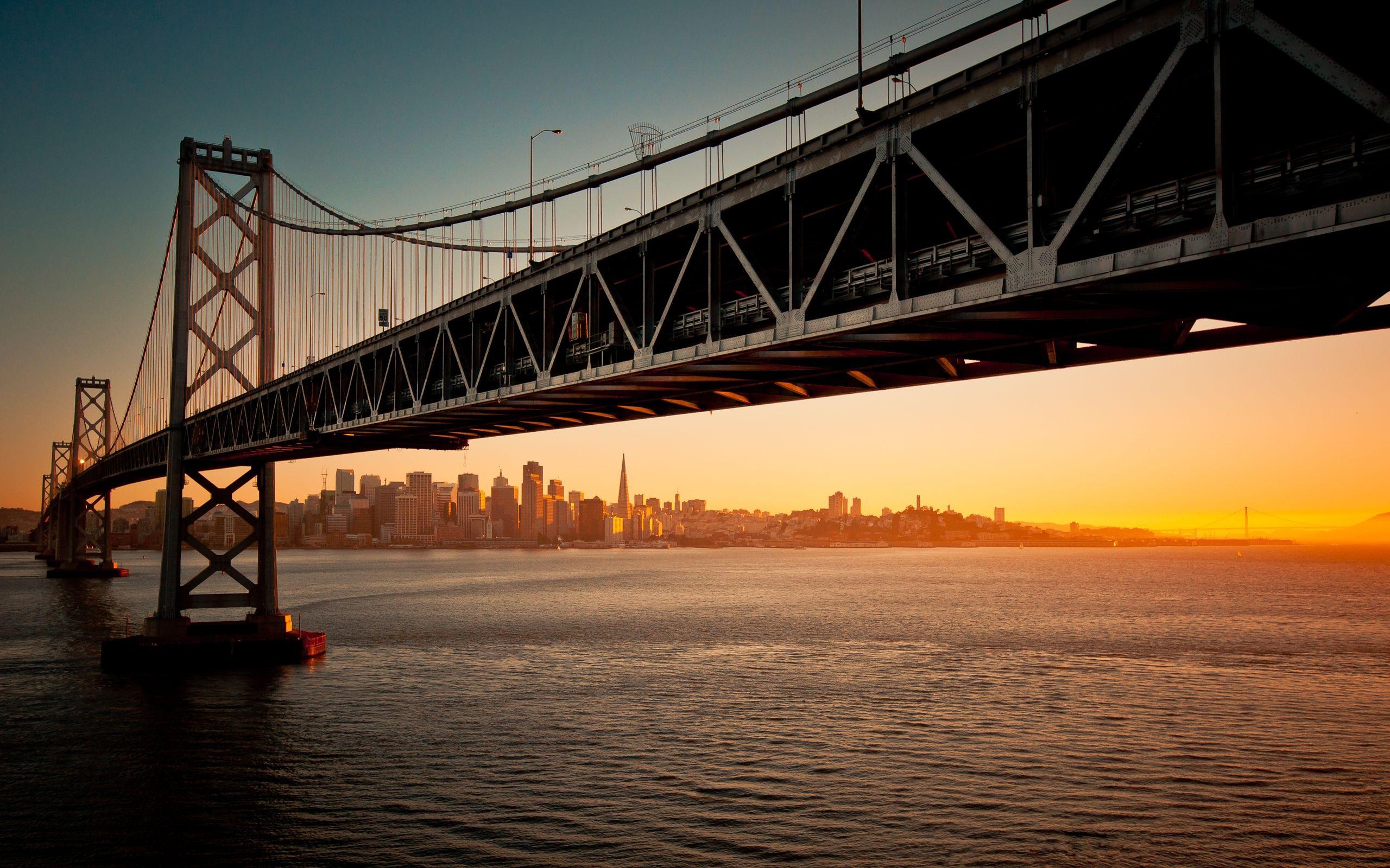 Bay Bridge, Stadtansicht, Sonnenuntergang, San Francisco, Oakland, 2560x1600 HD Desktop