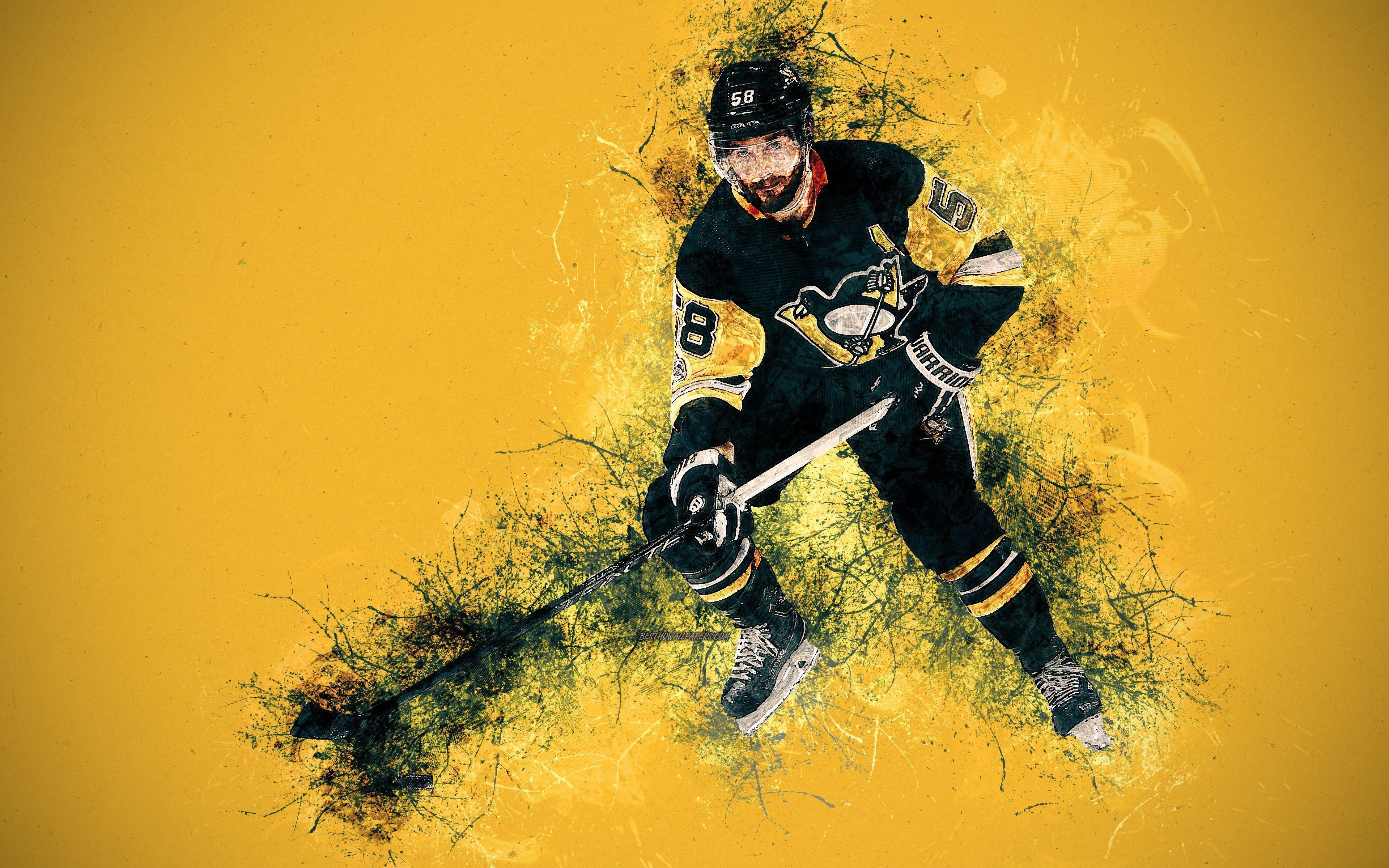 Kris Letang, 4K, Kanadischer Spieler, Kunst, Pittsburgh, 3840x2400 4K Desktop