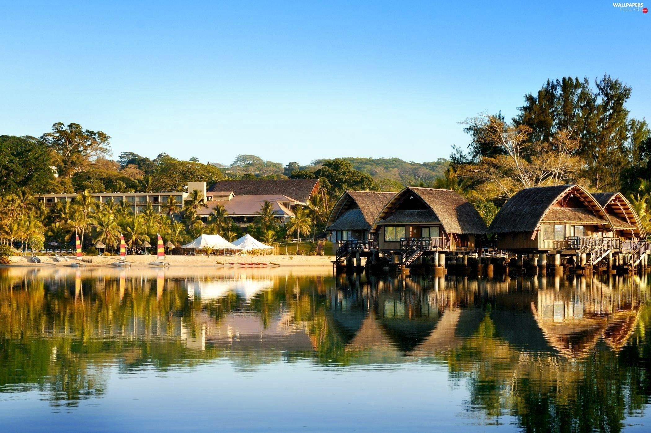 Vanuatu, Bungalows, Flora, Ozeanien, HD, 2100x1400 HD Desktop