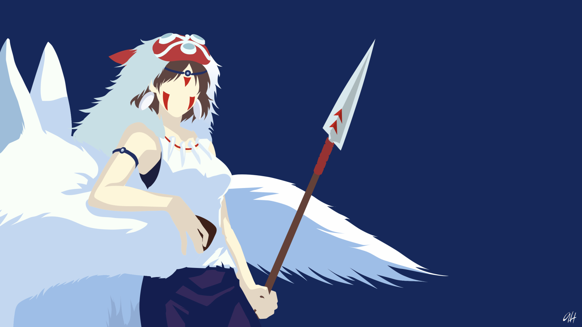 Prinzessin Mononoke, Hime, Minimalistisch, Anime, Film, 1920x1080 Full HD Desktop