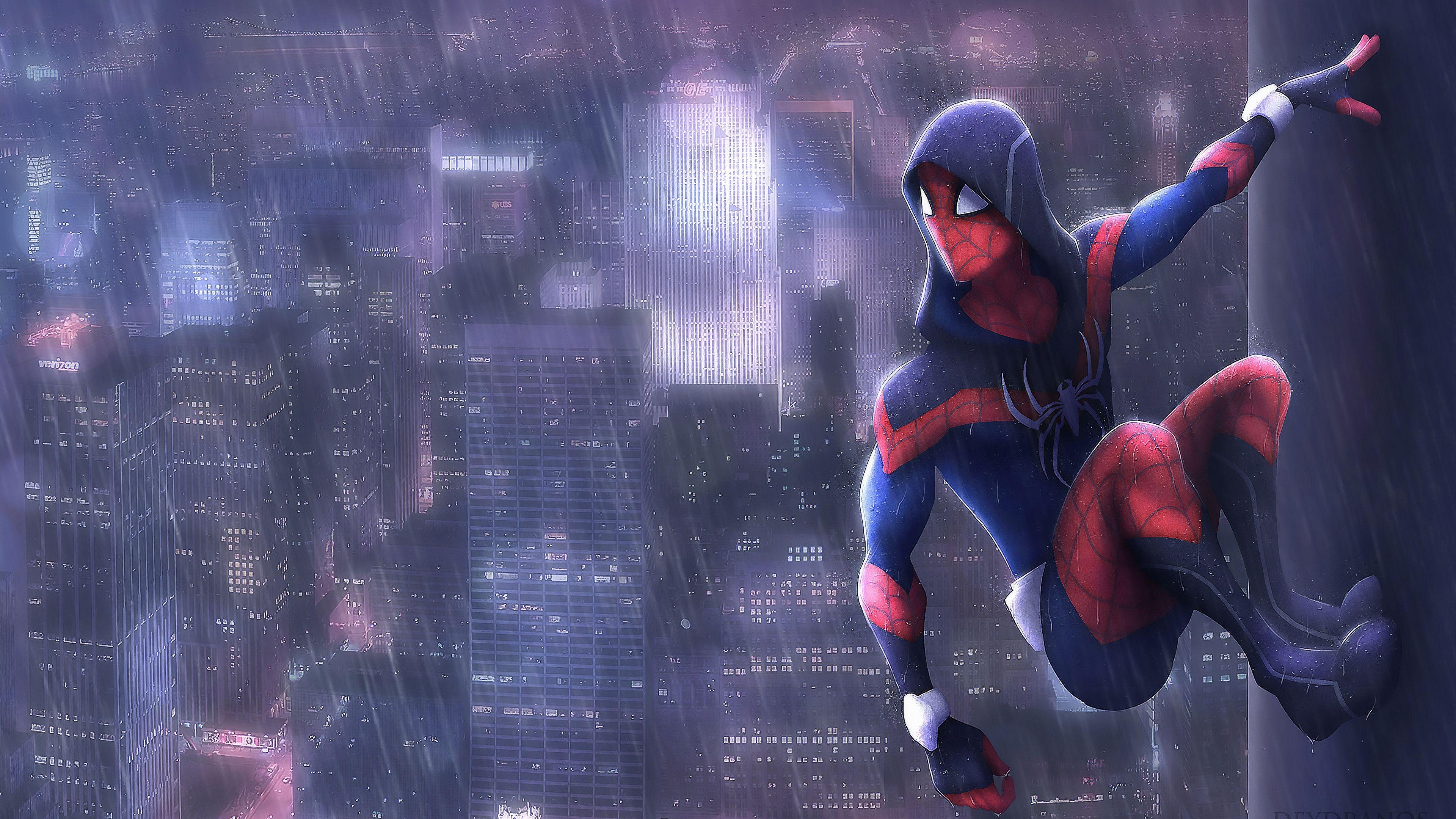 Spiderman, Regen, Kunst, iPad, 4K, 3840x2160 4K Desktop