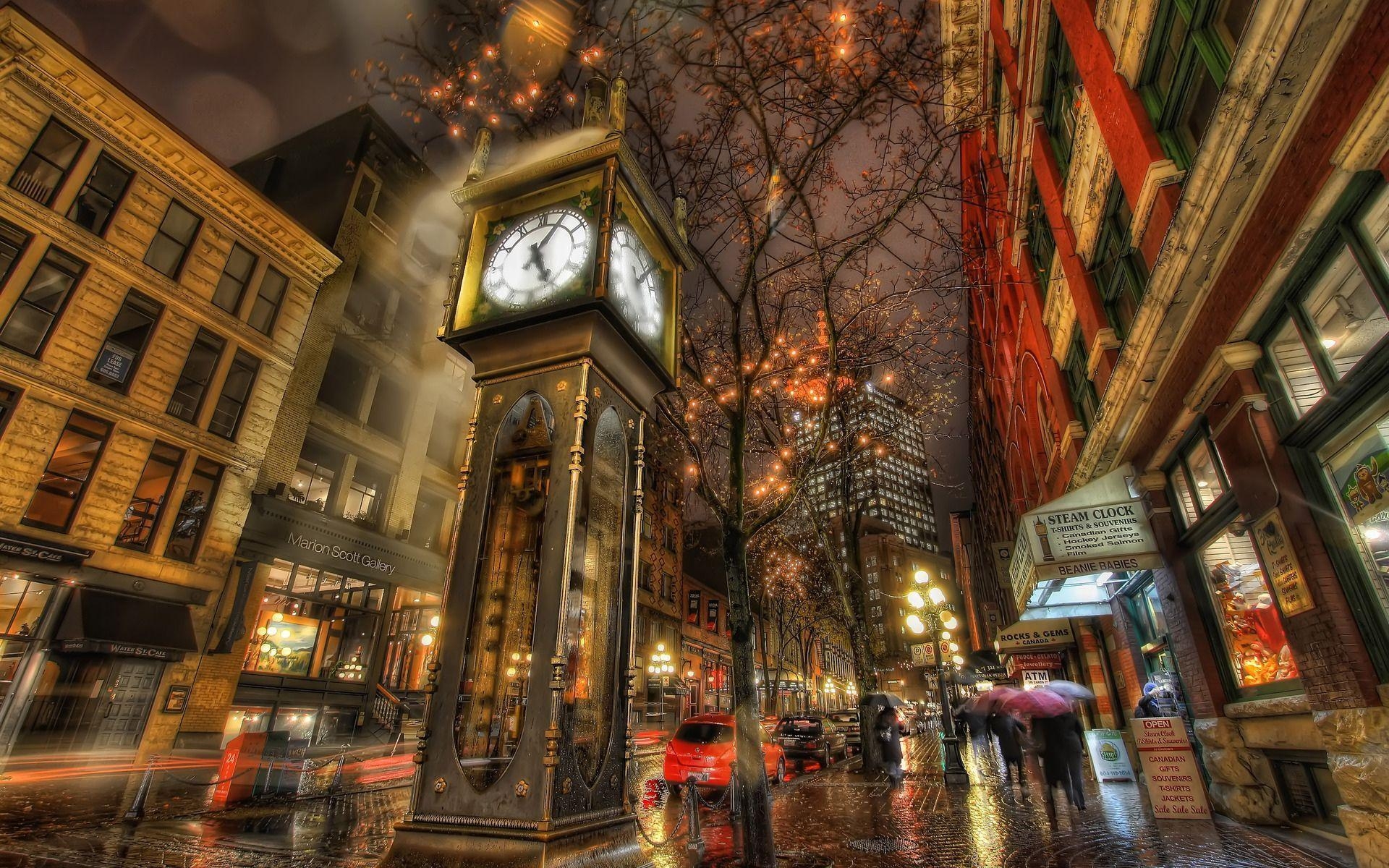 Vancouver, HDR-Fotografie, Regen, Nacht, Kanada, 1920x1200 HD Desktop