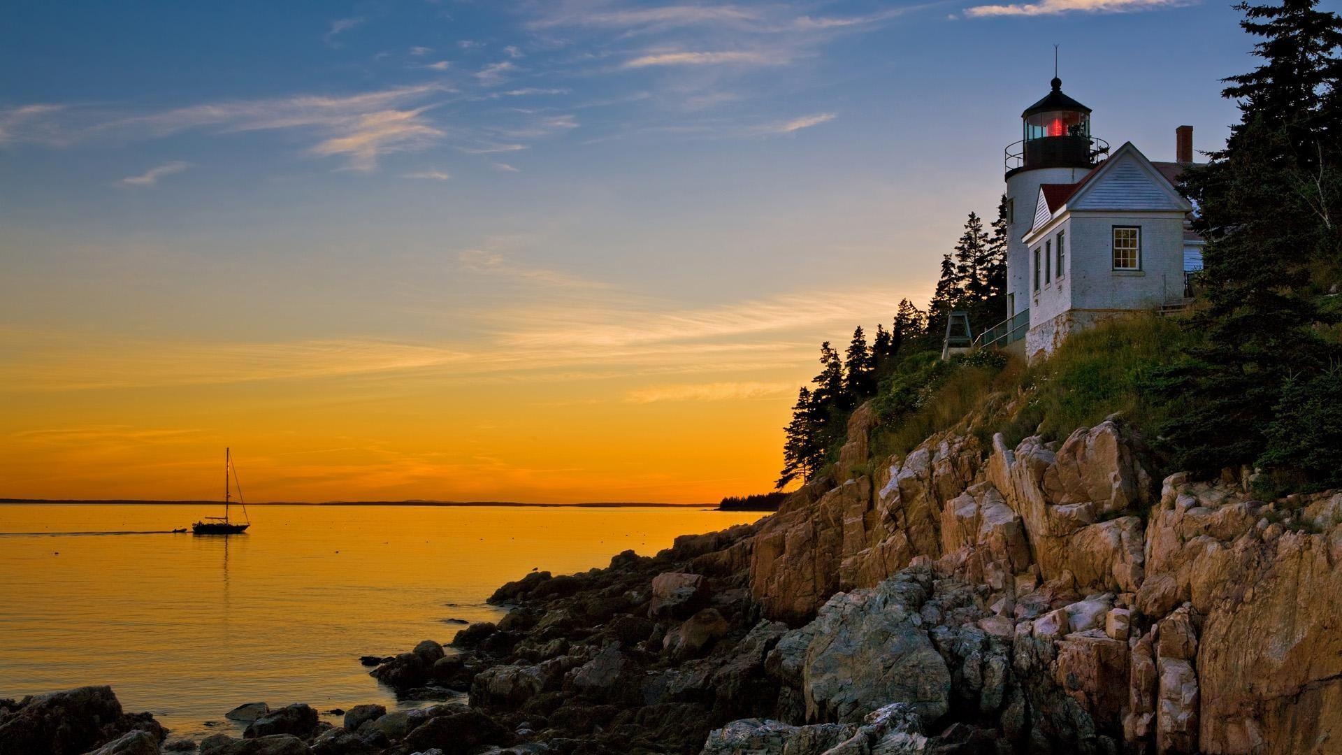 Maine Leuchttürme, HD, Bass Harbor, Acadia, Park, 1920x1080 Full HD Desktop