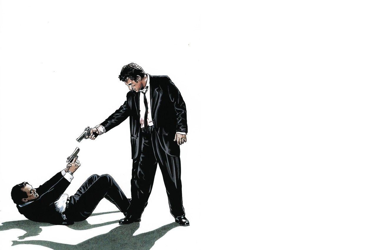 Minimalismus, Figur, Waffe, Reservoir Dogs, Film, 1340x850 HD Desktop