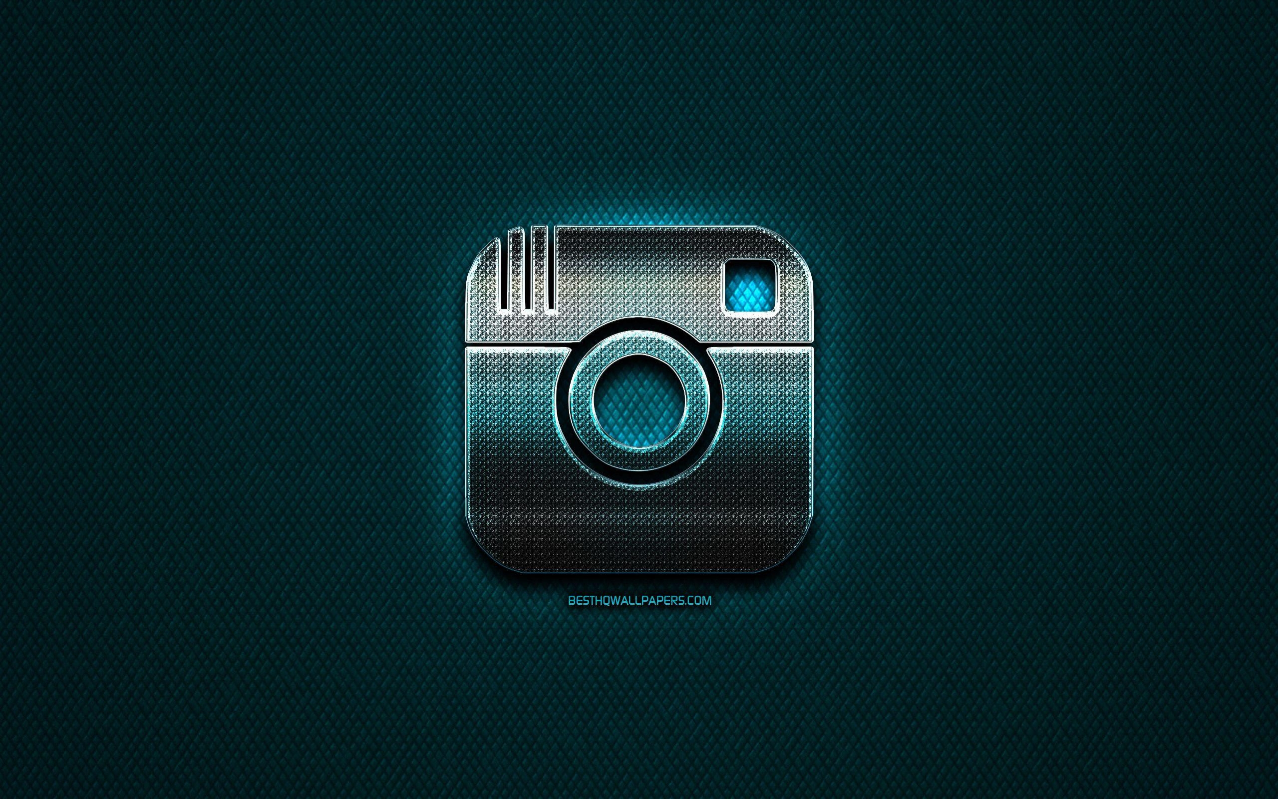 Glitter Logo, Instagram, Kreativ, Blau, Metall, 2560x1600 HD Desktop