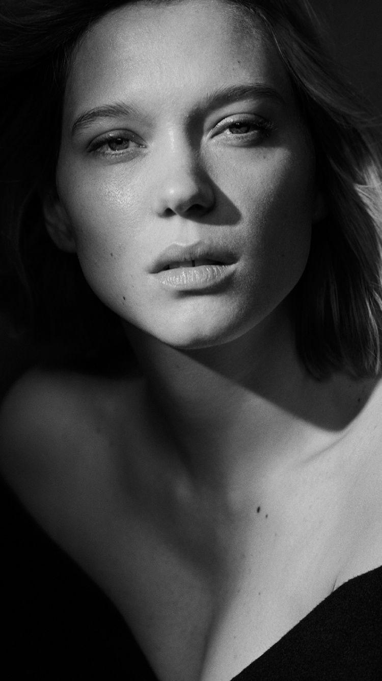 Léa Seydoux, Schauspielerin, schwarz-weiß, iPhone, Bild, 750x1340 HD Handy