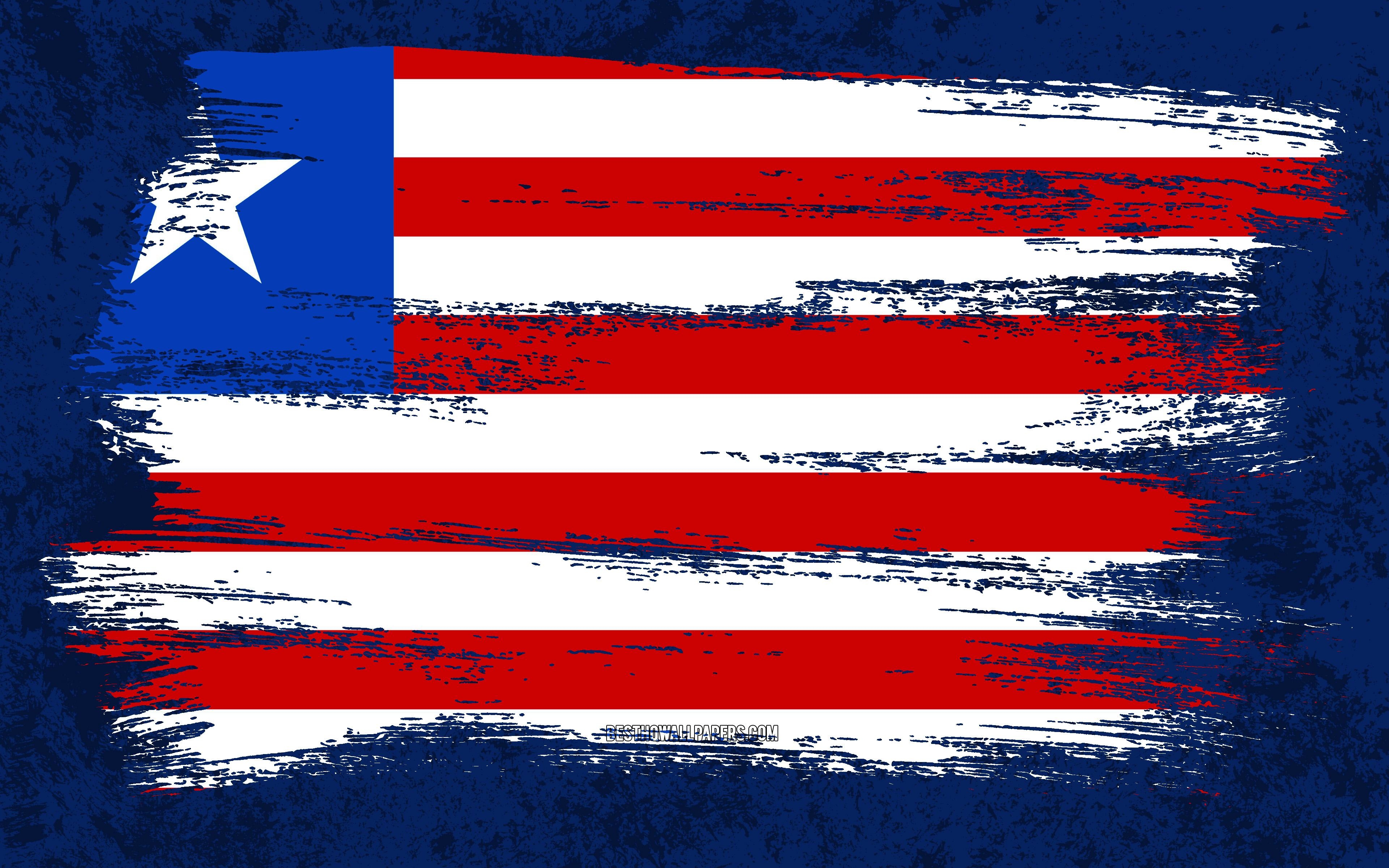 Liberia, Flagge, Grunge, 4K, Afrika, 3840x2400 4K Desktop