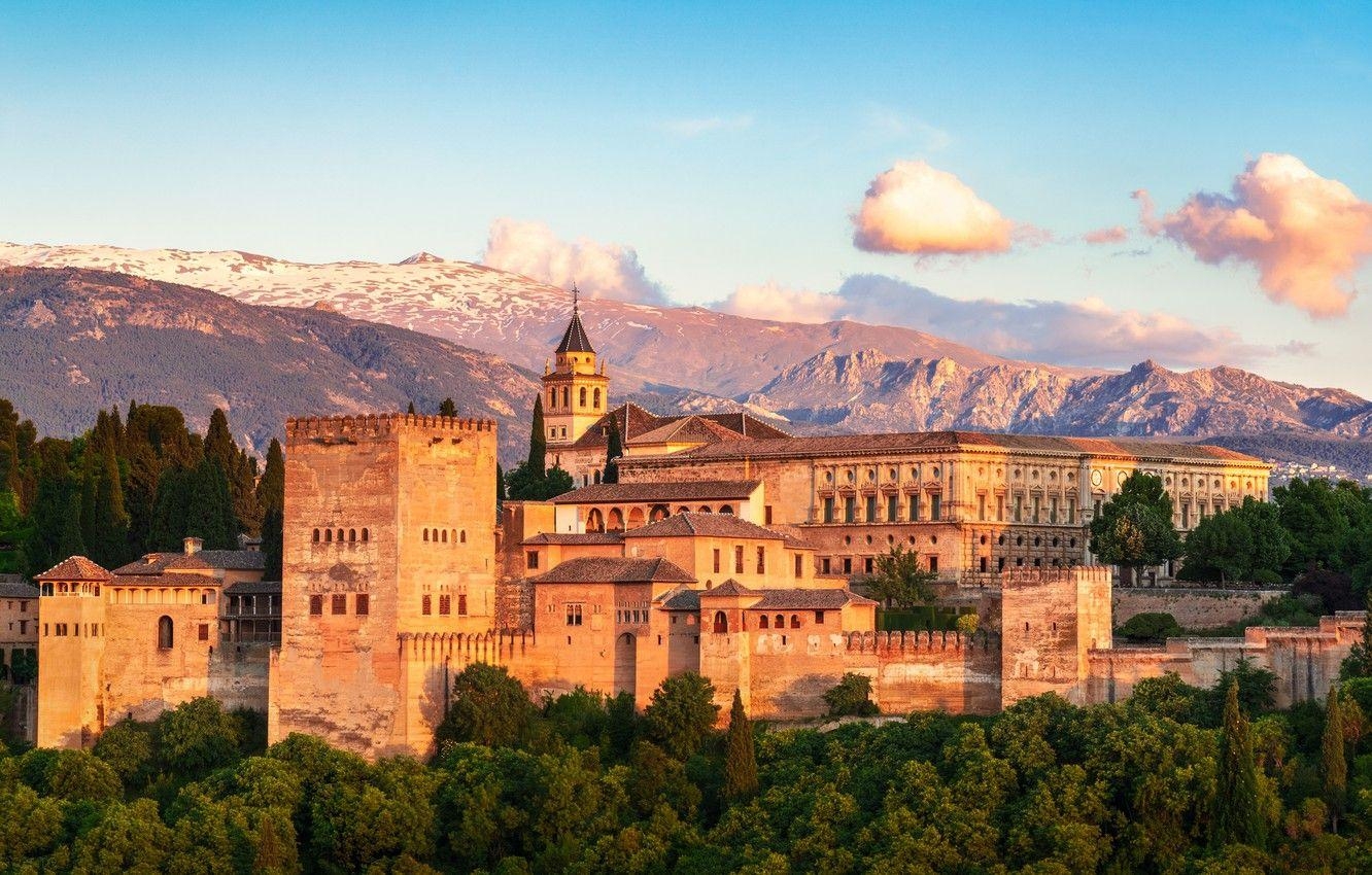 Granada, Spanien, Stadtlandschaft, Himmel, Alhambra, 1340x850 HD Desktop