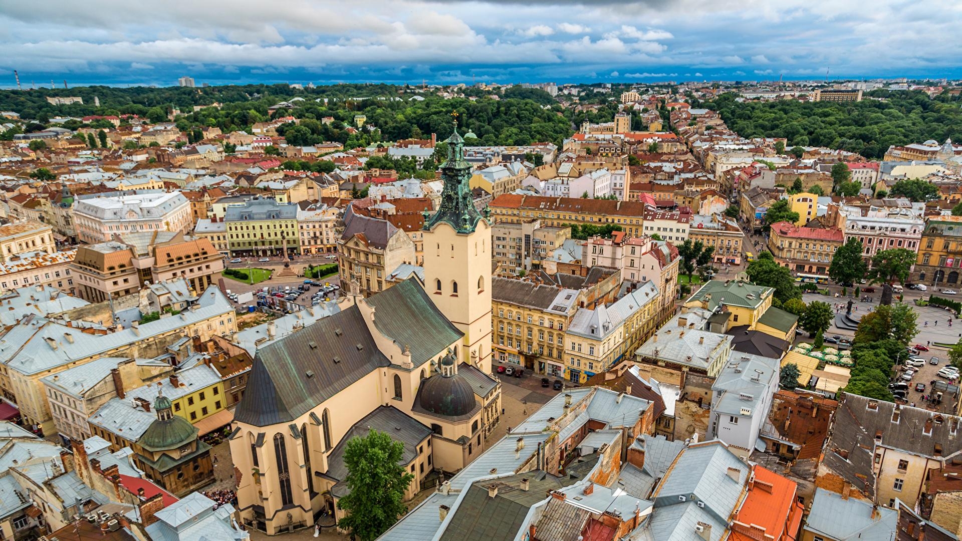 Lwiw, Ukraine, von oben, Städte, Gebäude, 1920x1080 Full HD Desktop