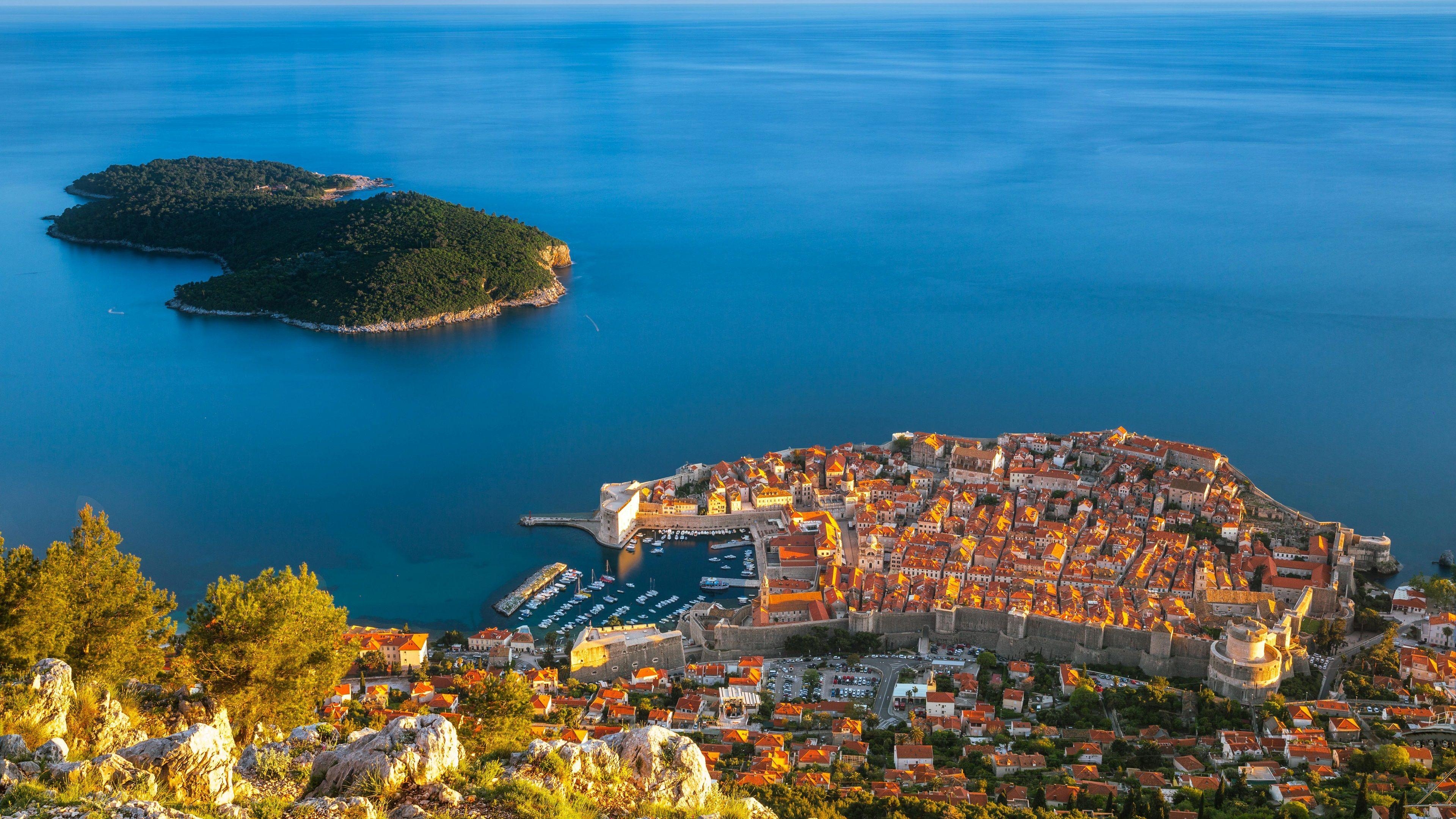 Dubrovnik, Kroatien Reisen, Meer, Insel, Häuser, 3840x2160 4K Desktop