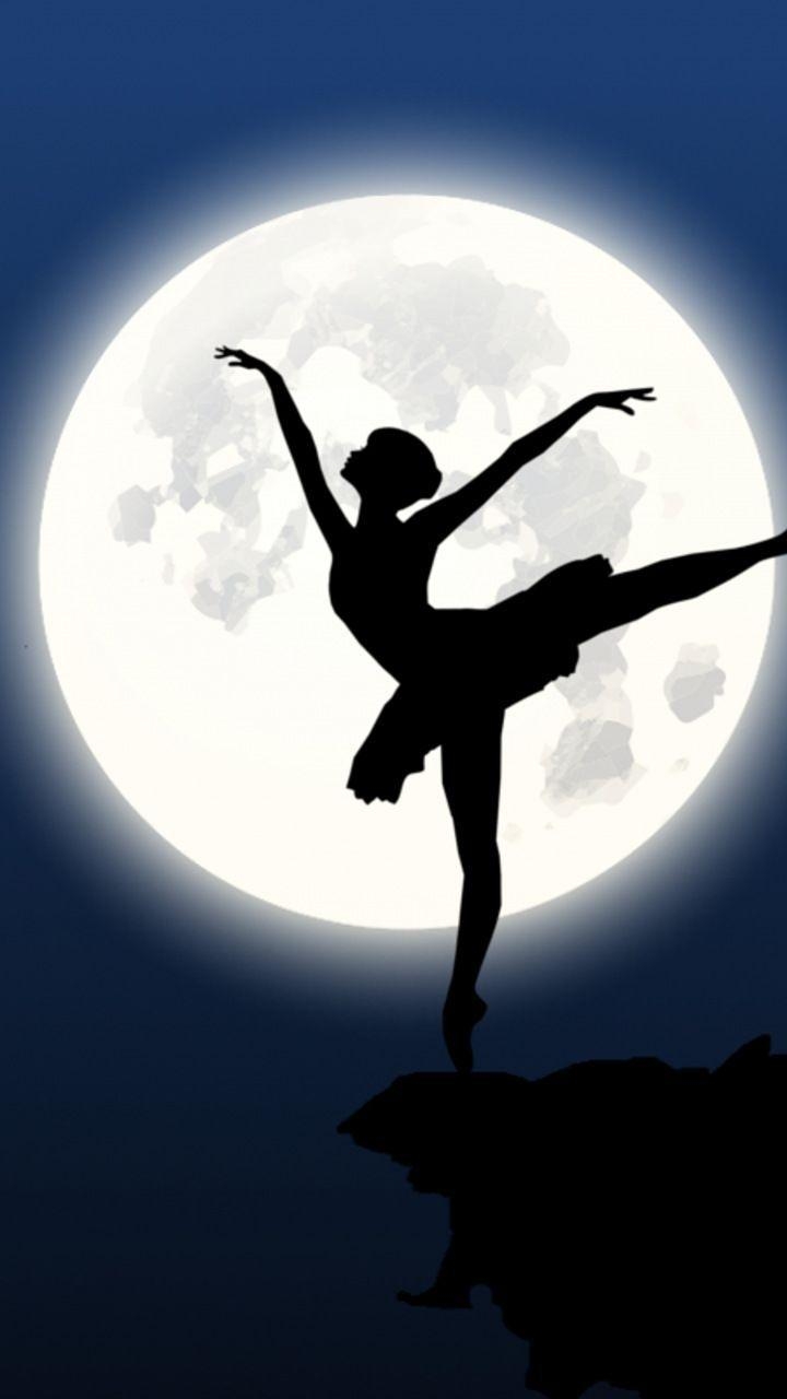 Ballerina, Silhouette, Mond, Tänzerin, Tanz, 720x1280 HD Handy