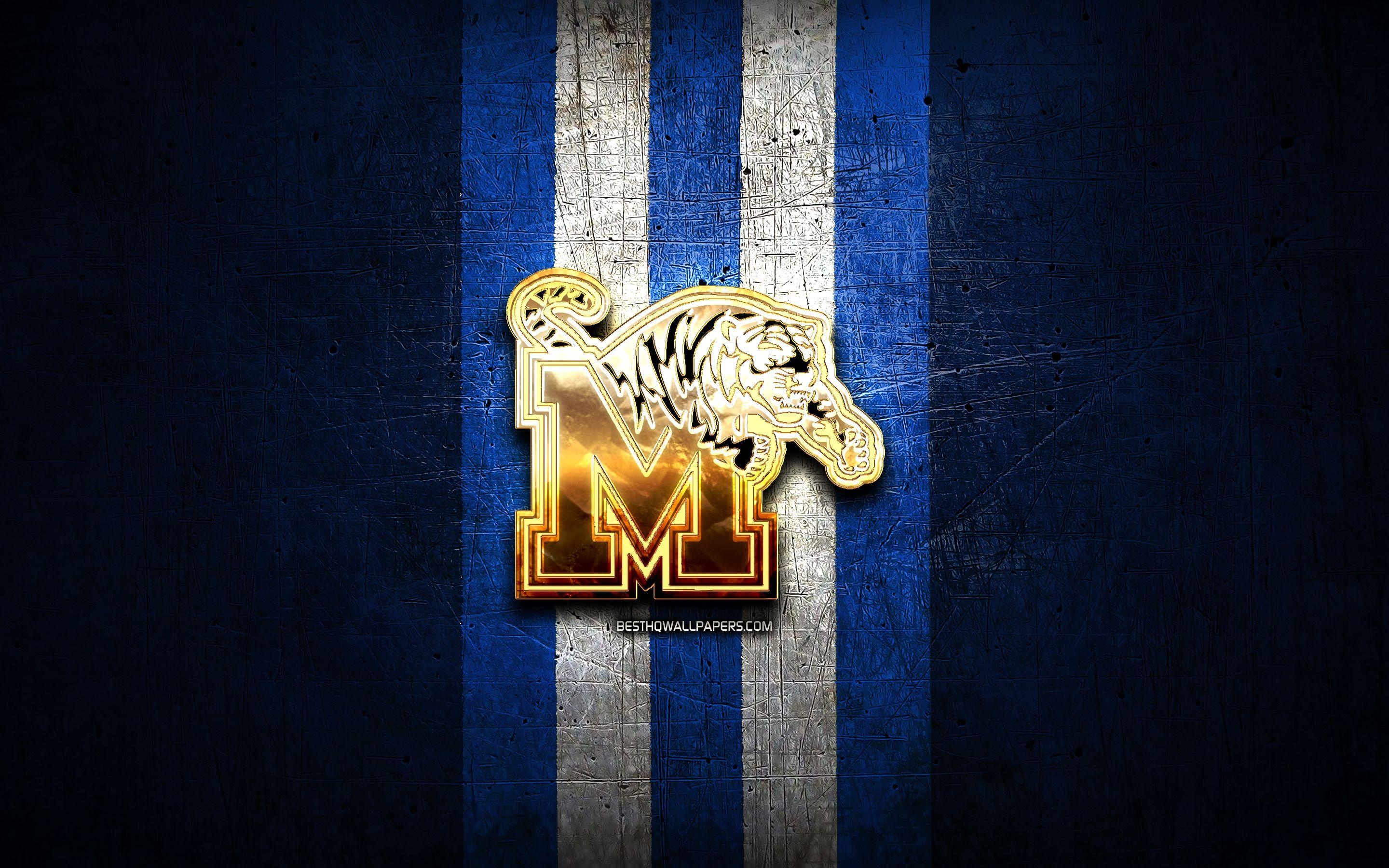 Memphis Tigers, Golden Logo, NCAA, Metal, Hintergrund, 2880x1800 HD Desktop