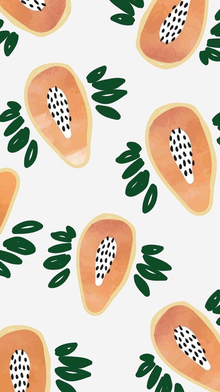 Papaya Frucht, Handmuster, Kunst, Rendering, Design, 740x1310 HD Handy