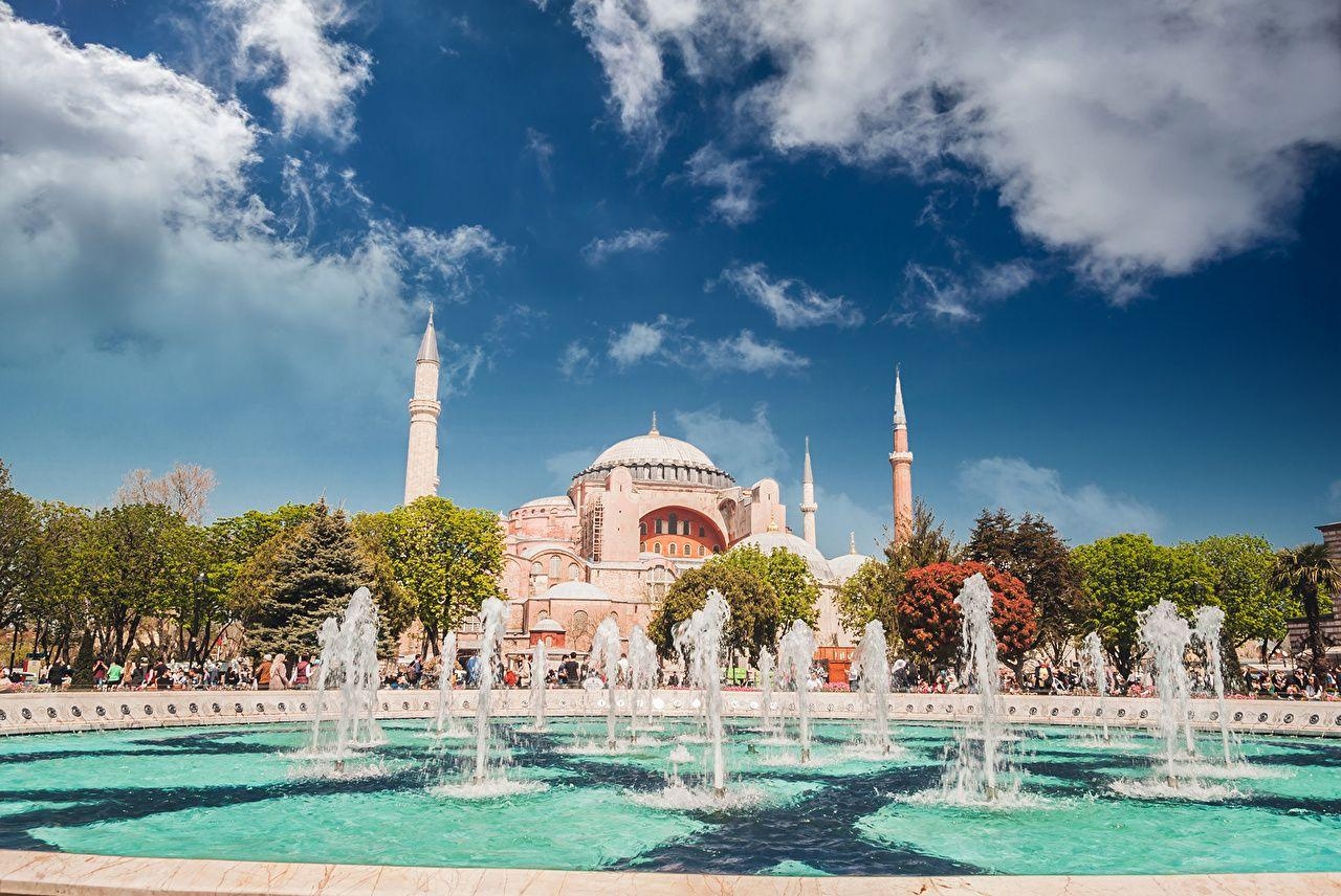 Istanbul, Türkei, Blaue Moschee, Brunnen, Himmel, 1280x860 HD Desktop