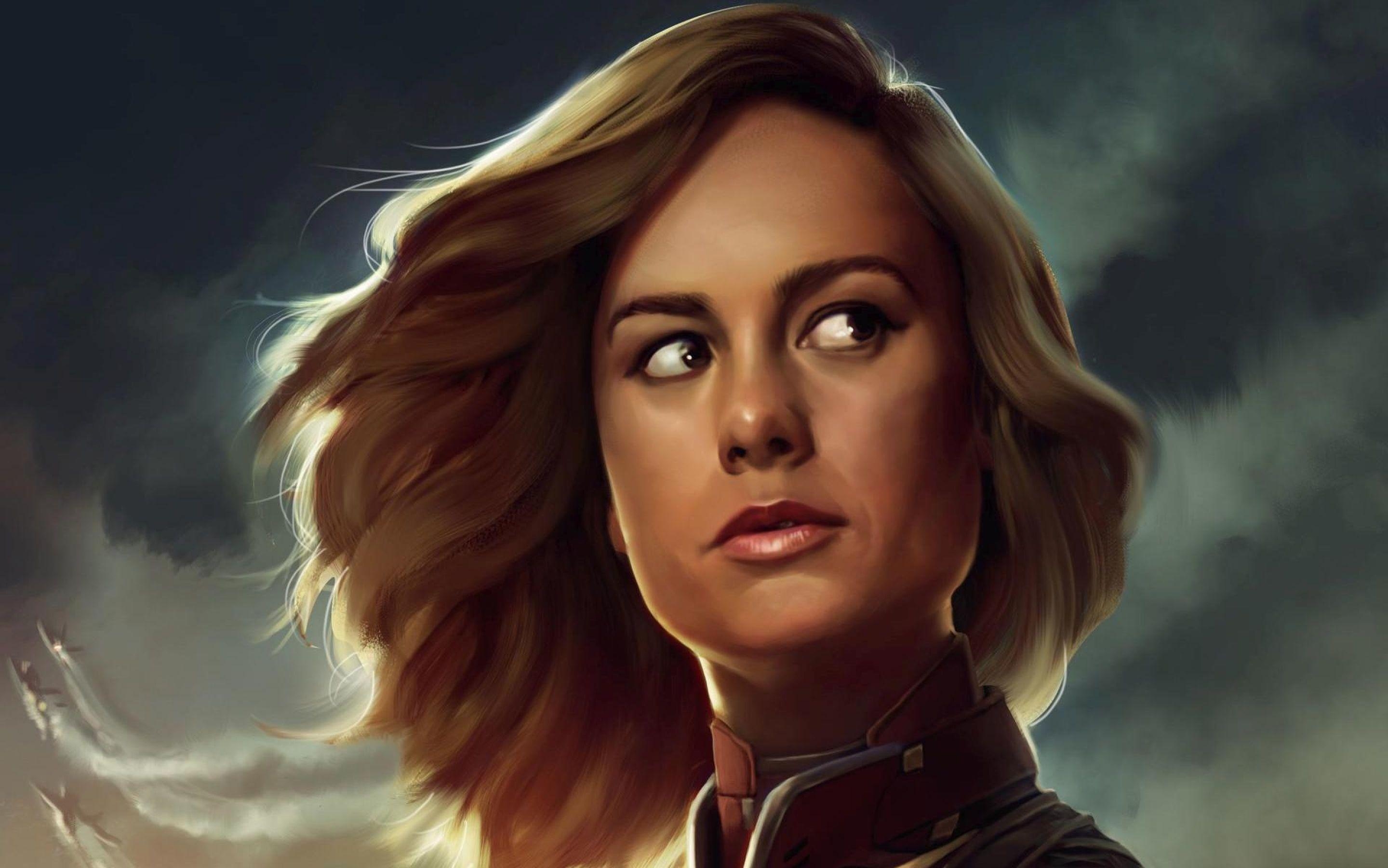 Brie Larson, Captain Marvel, Artwork, MacBook, 4K, 2880x1800 HD Desktop