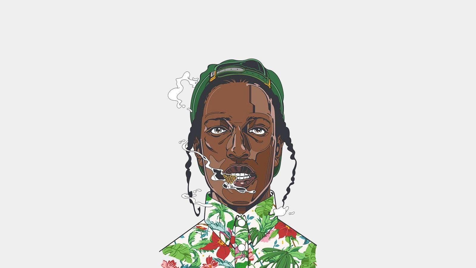 A$AP Rocky, Rauch, Kunst, Karikatur, 1600x900 HD Desktop