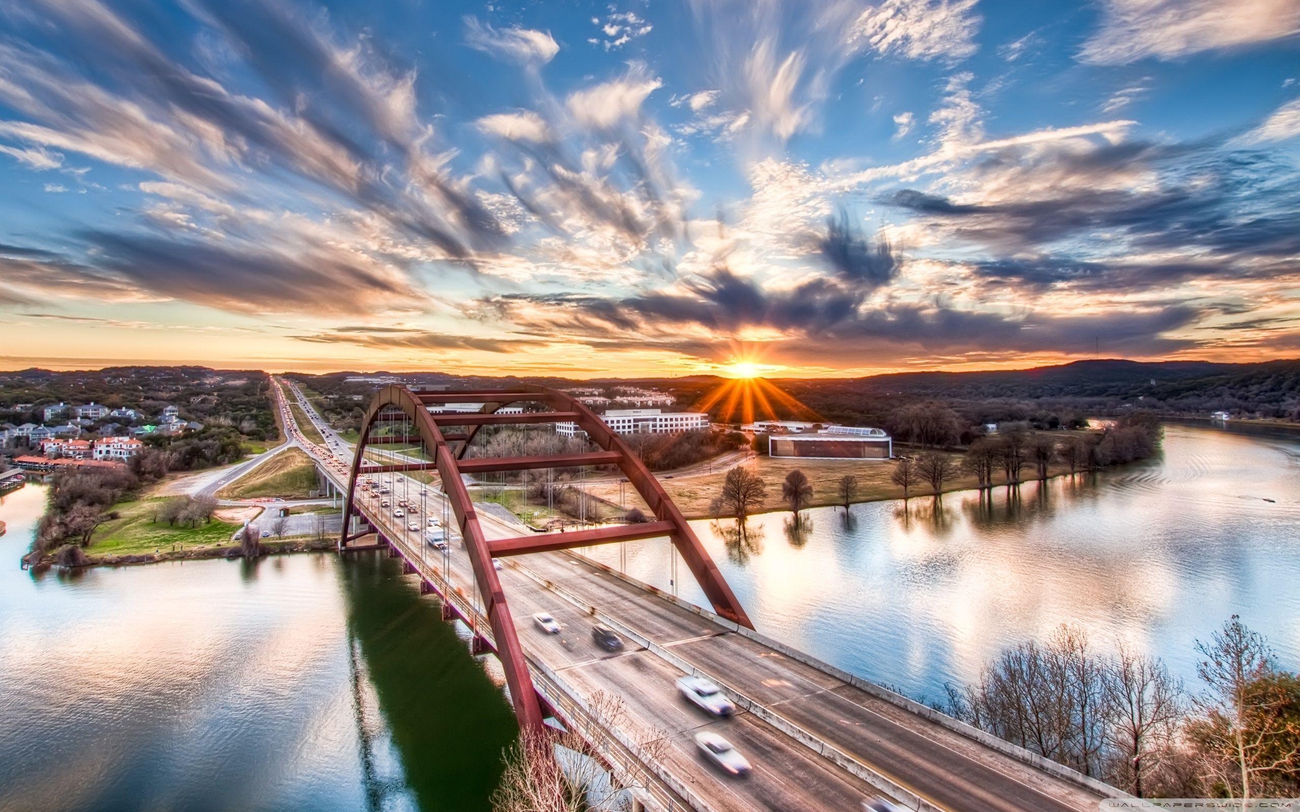 Austin, Texas, Brücke, Stadtbild, Hintergrund, 2560x1600 HD Desktop