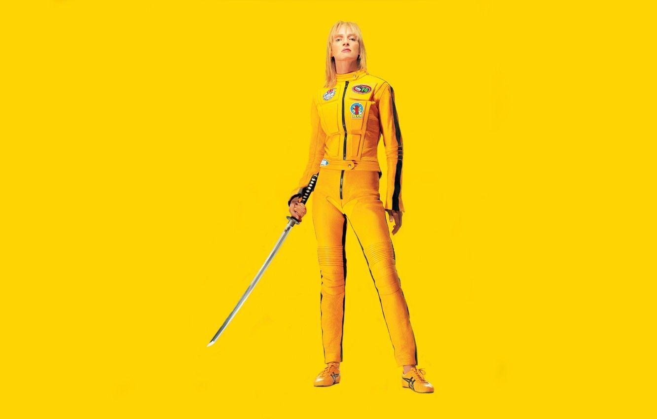 Kill Bill, Schwert, Gelb, Uma Thurman, Film, 1340x850 HD Desktop