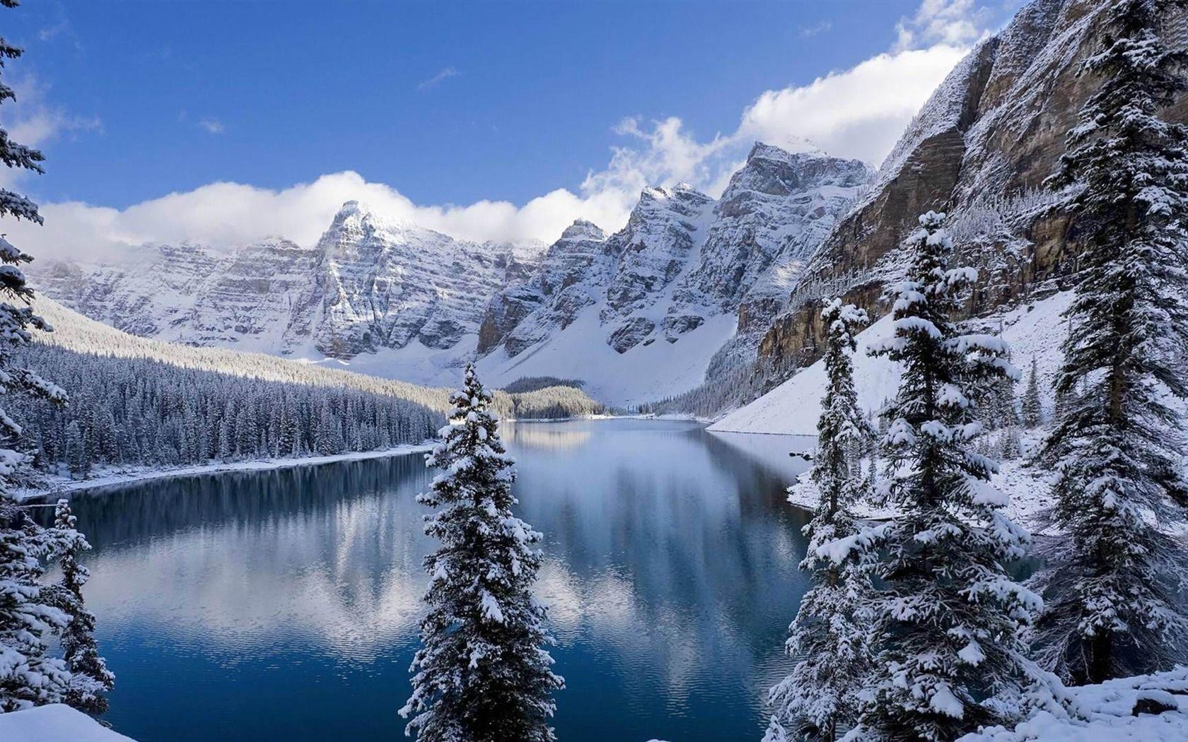 Moraine Lake, Winter, Banff, Nationalpark, HD, 1680x1050 HD Desktop