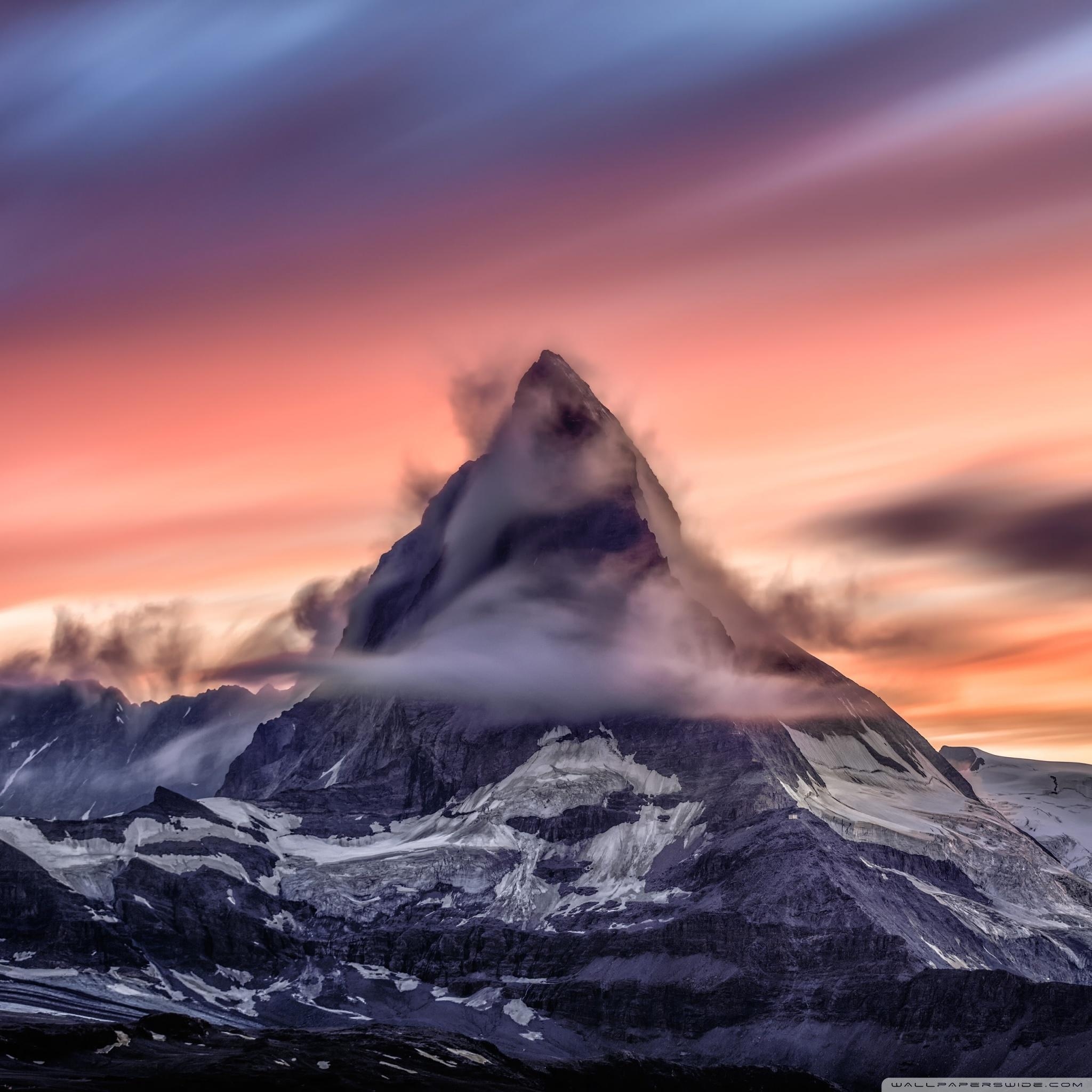 Matterhorn, Sonnenuntergang, 4K, HD, Alpen, 2050x2050 HD Handy