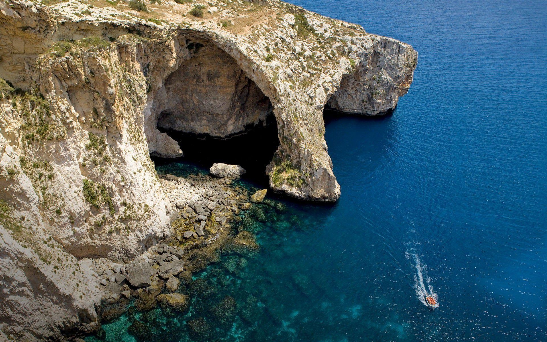 Malta, Meereshöhle, Bild, Foto, Natur, 1920x1200 HD Desktop