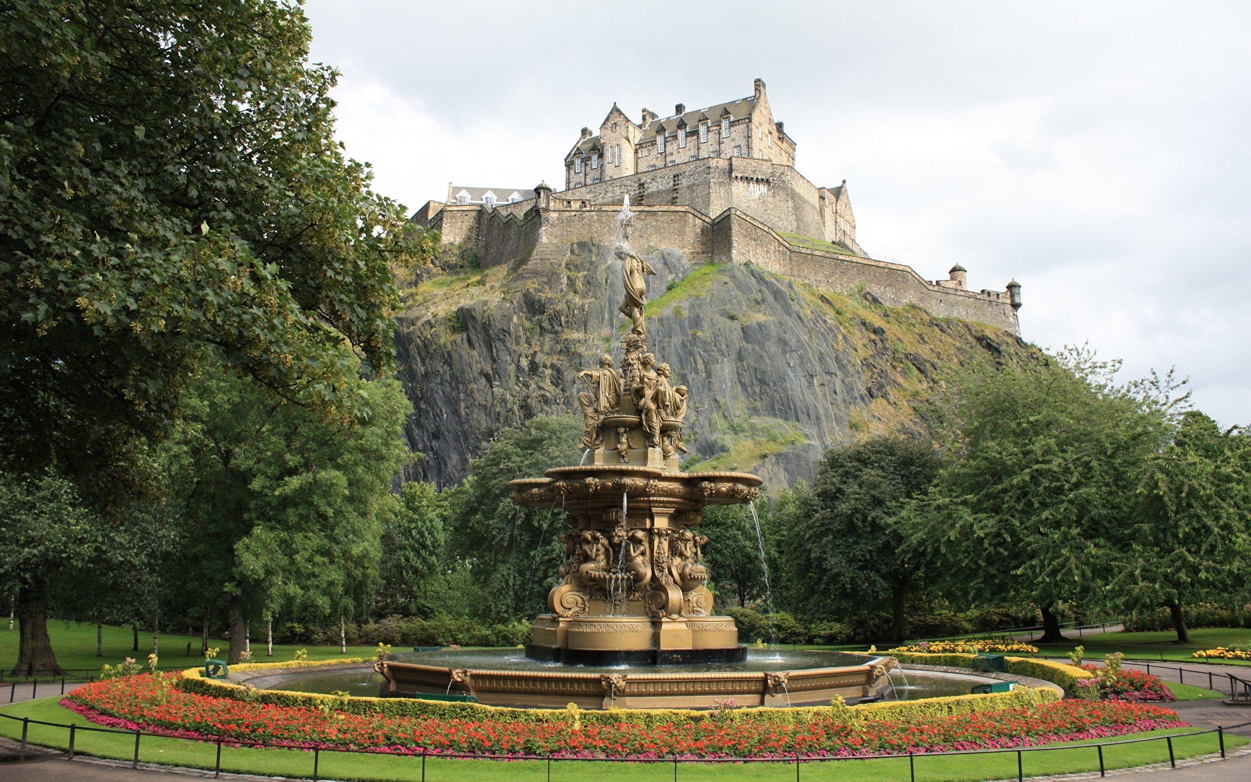 Edinburgh, Schottland, Burg, Brunnen, Städte, 2560x1600 HD Desktop