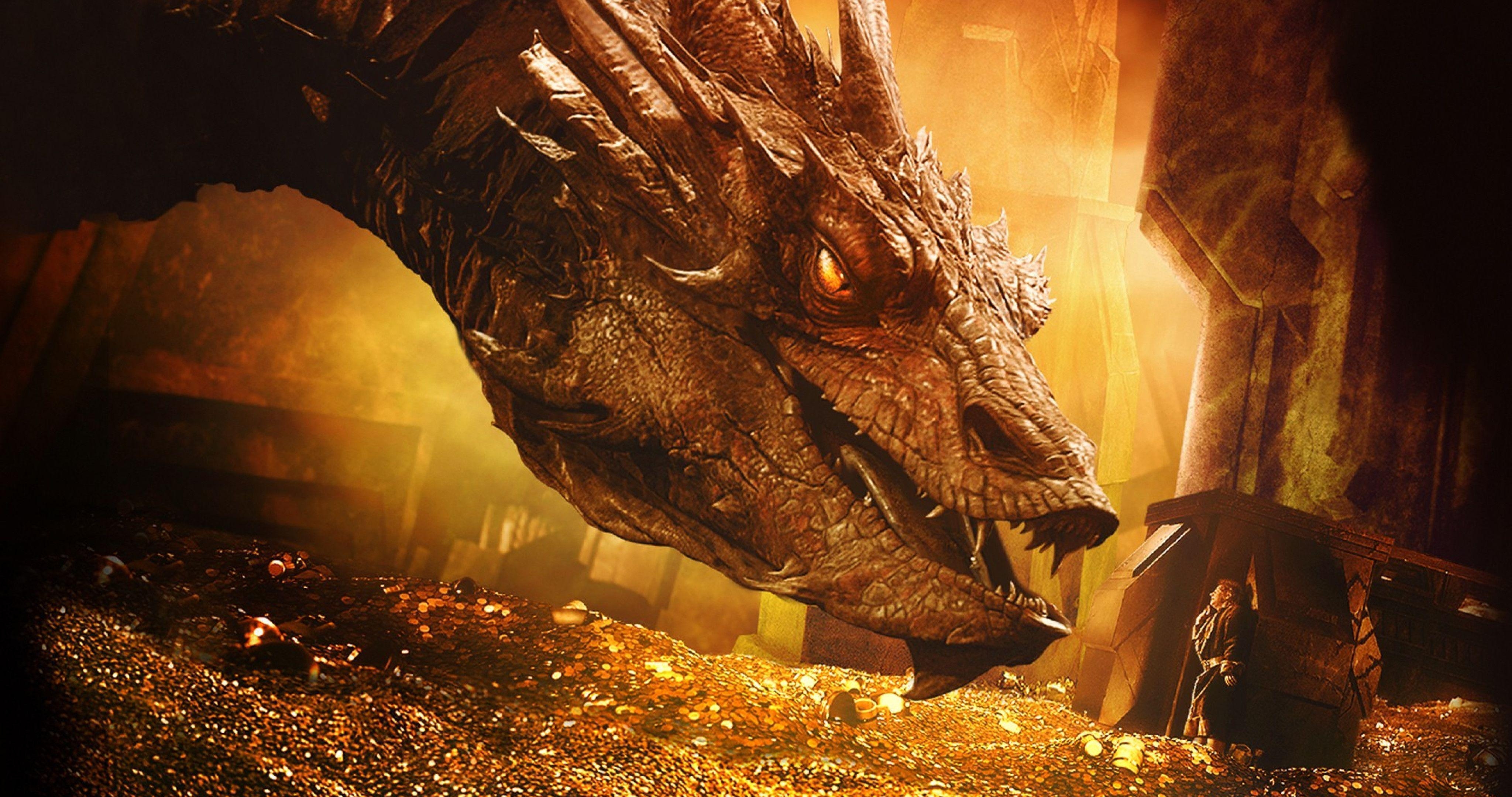 Smaug, Drache, Hobbit, Fantasy, Hintergrund, 4100x2160 4K Desktop