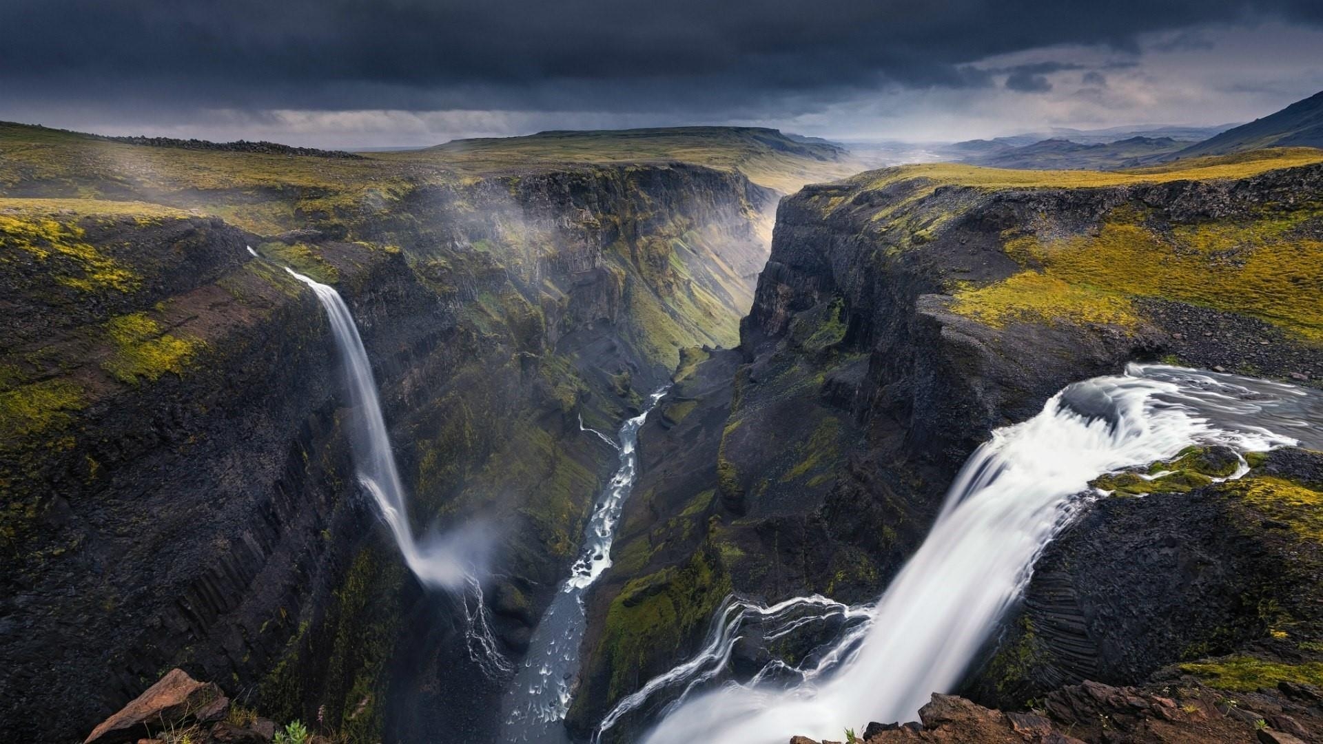 Haifoss Wasserfall, Wallpaper, Studio, Island, Natur, 1920x1080 Full HD Desktop