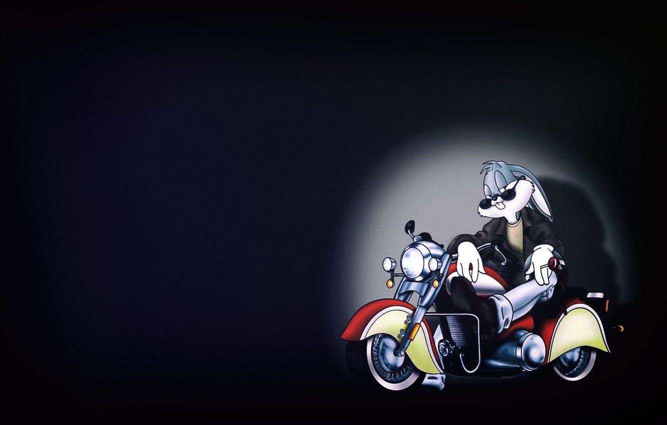 Bugs Bunny, Cartoon, Motorrad, Looney Tunes, Hase, 1340x850 HD Desktop