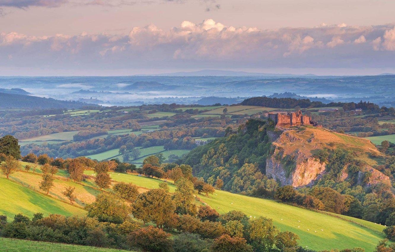 Wales, Dorf, Schloss, Carmarthenshire, Bild, 1340x850 HD Desktop