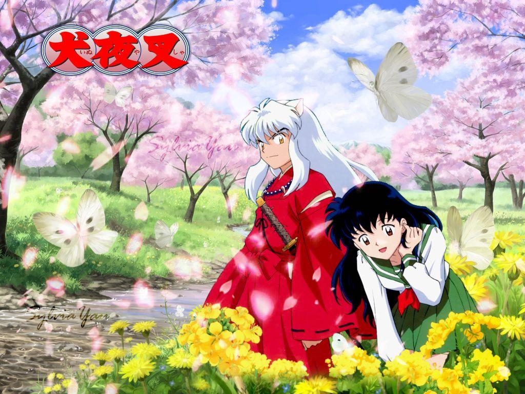 Inuyasha, Kagome, Frühling, Romance, Anime, 1030x770 HD Desktop