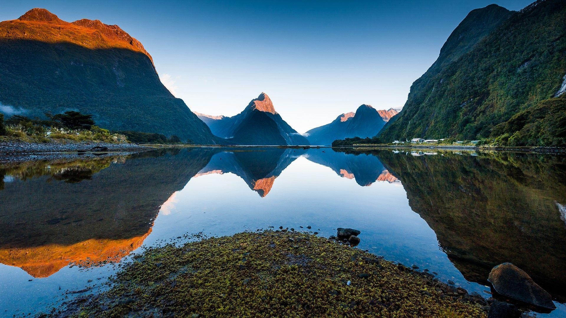 Milford Sound, Morgenansicht, Fiordland, Neuseeland, Spotlight, 1920x1080 Full HD Desktop